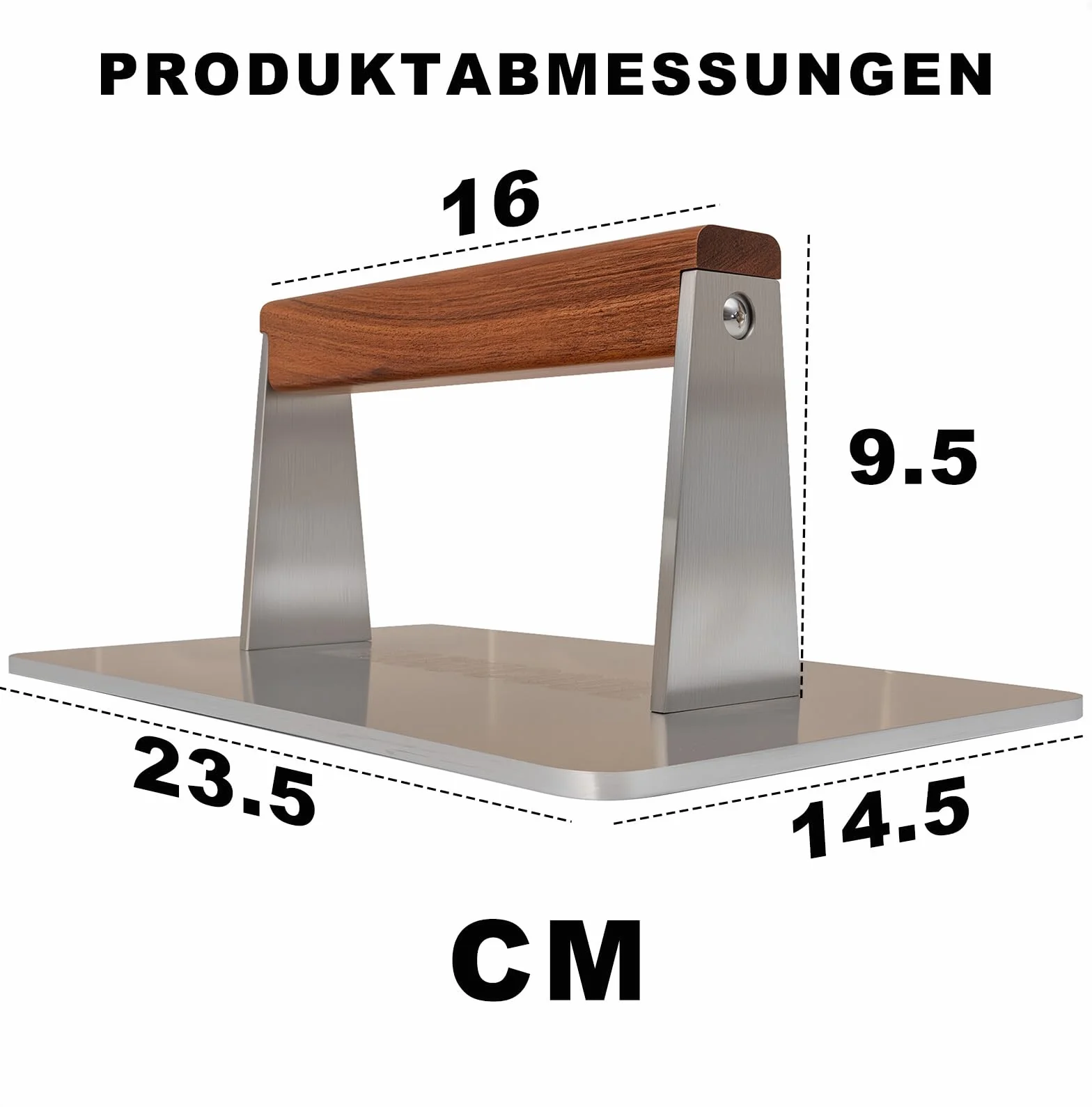 Smash Burger Press Acero Inoxidable 1.4kg Prensa Hamburguesas 23.5cm Rectángulo
