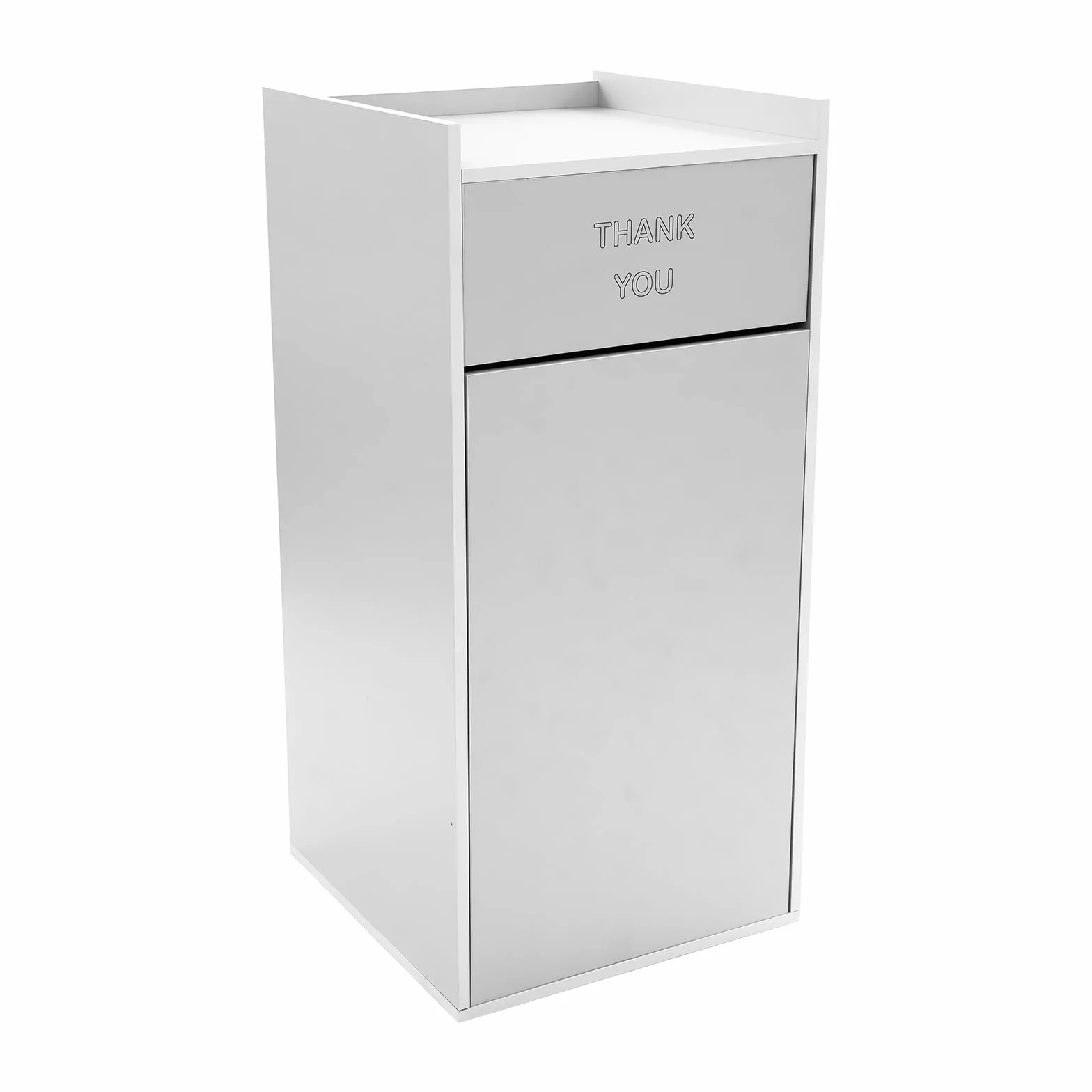 Cubo de basura de madera, cubo de basura comercial con bolsa de basura plegable, 22 x 22 x 46 pulgadas, cubo de basura de restaurante para oficinas y cafeterías, carga total 50 kg (plata)