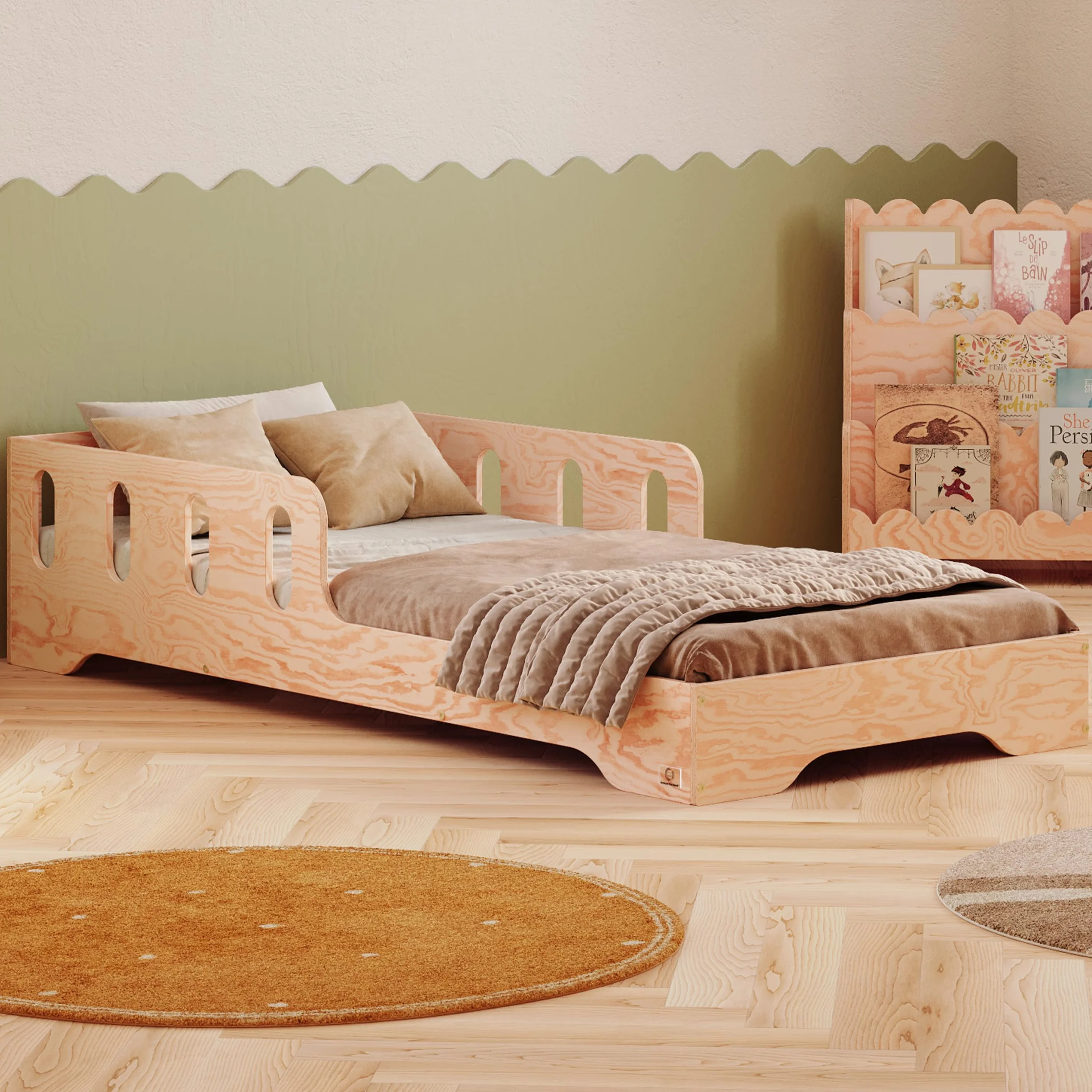 smartwood Cama Montessori 90x190 cm Madera - Cama Infantil de Madera con Certificado FSC, con Barrera Anticaídas y Somier Flexible para 230 kg - para Niño y Niña - Montaje Sencillo - TILA 6