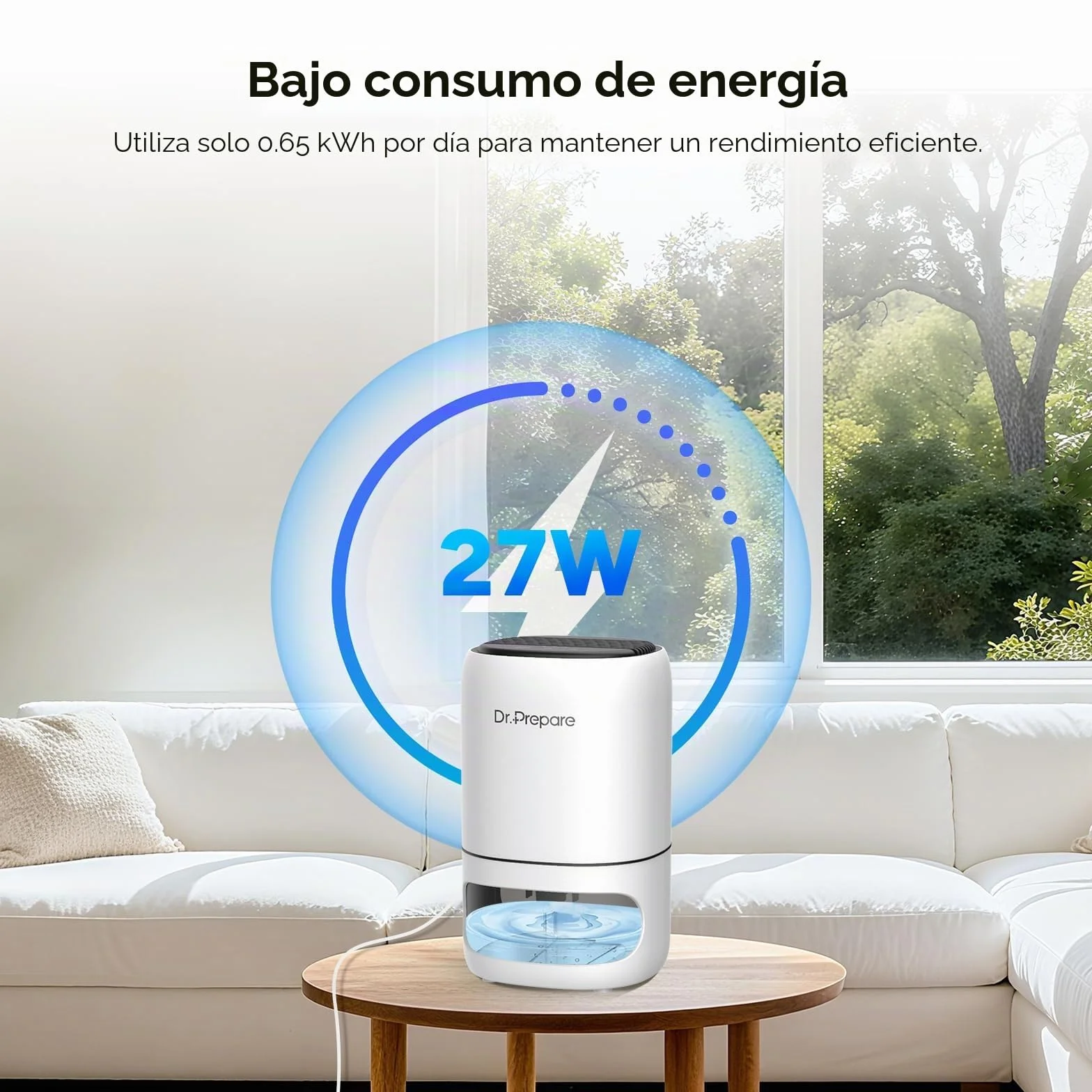 Dr.Prepare Deshumidificador 1L Silencioso Deshumidificador Portátil Pequeño con Luz LED Temporizador 2/4/8 H Apagado Automático para Dormitorio, Baño, Armario, Autocaravana