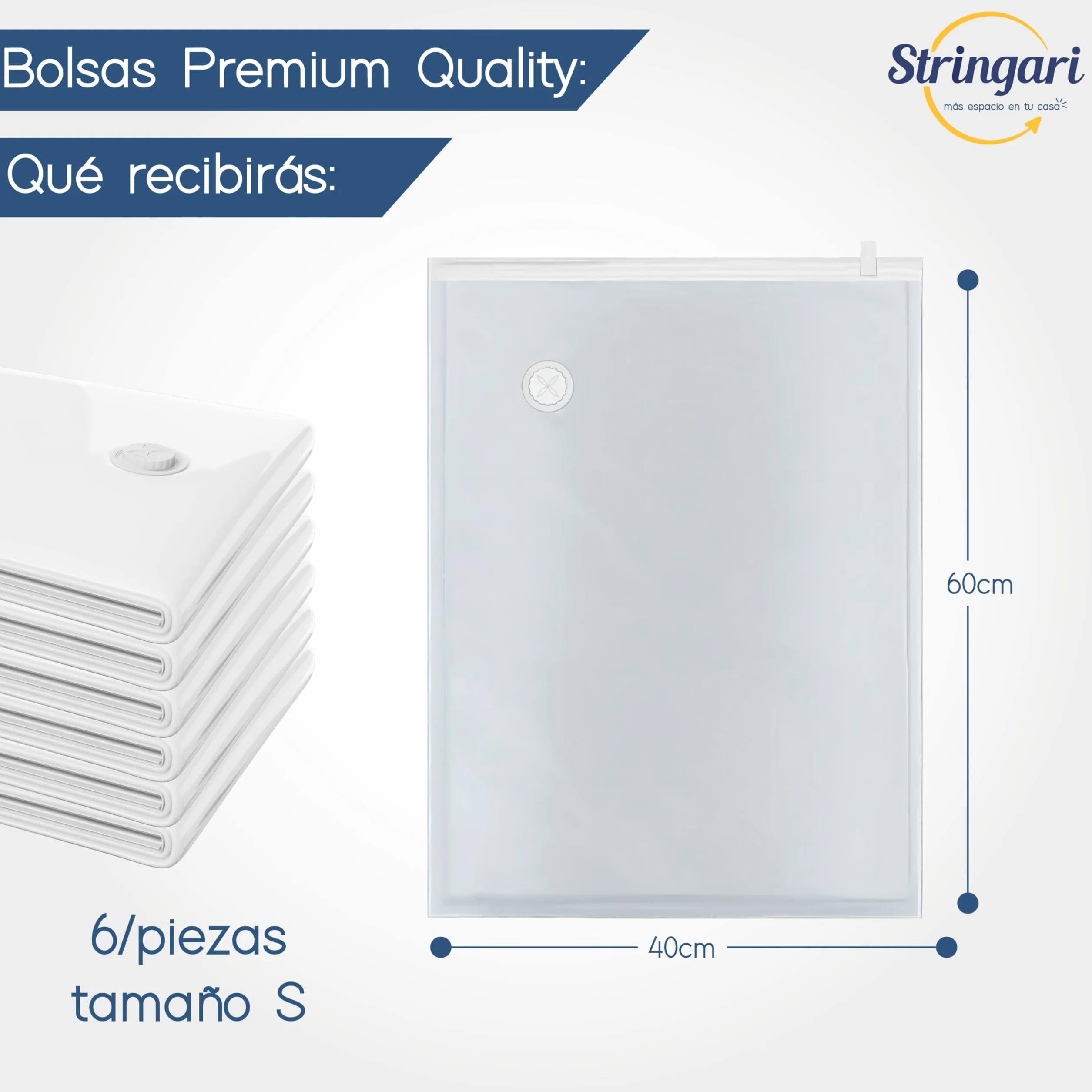 Stringari Bolsas al Vacio Ropa paquete de 6 piezas S 60x40