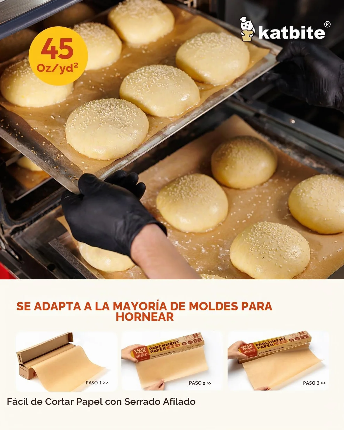 Papel pergamino para hornear sin blanquear, 38 cm x 74 m