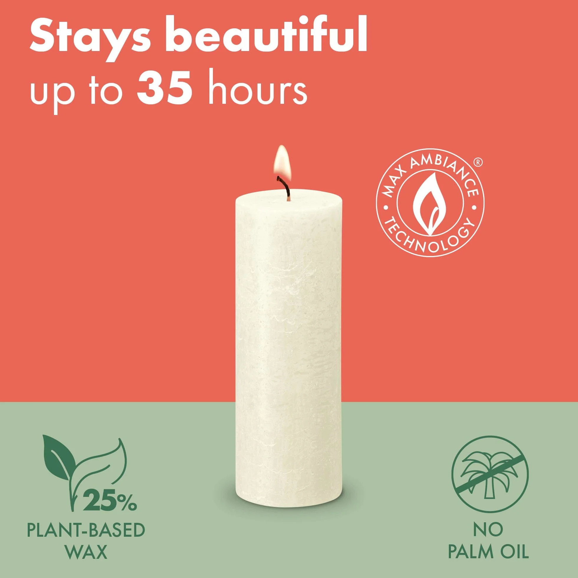 Bolsius Vela rústica de pilar - Rosa suave - Paquete de 4 - Larga duración de combustión de 35 horas - Vela doméstica - Decoración de interiores - Sin perfume - Cera vegana natural - Sin aceite de