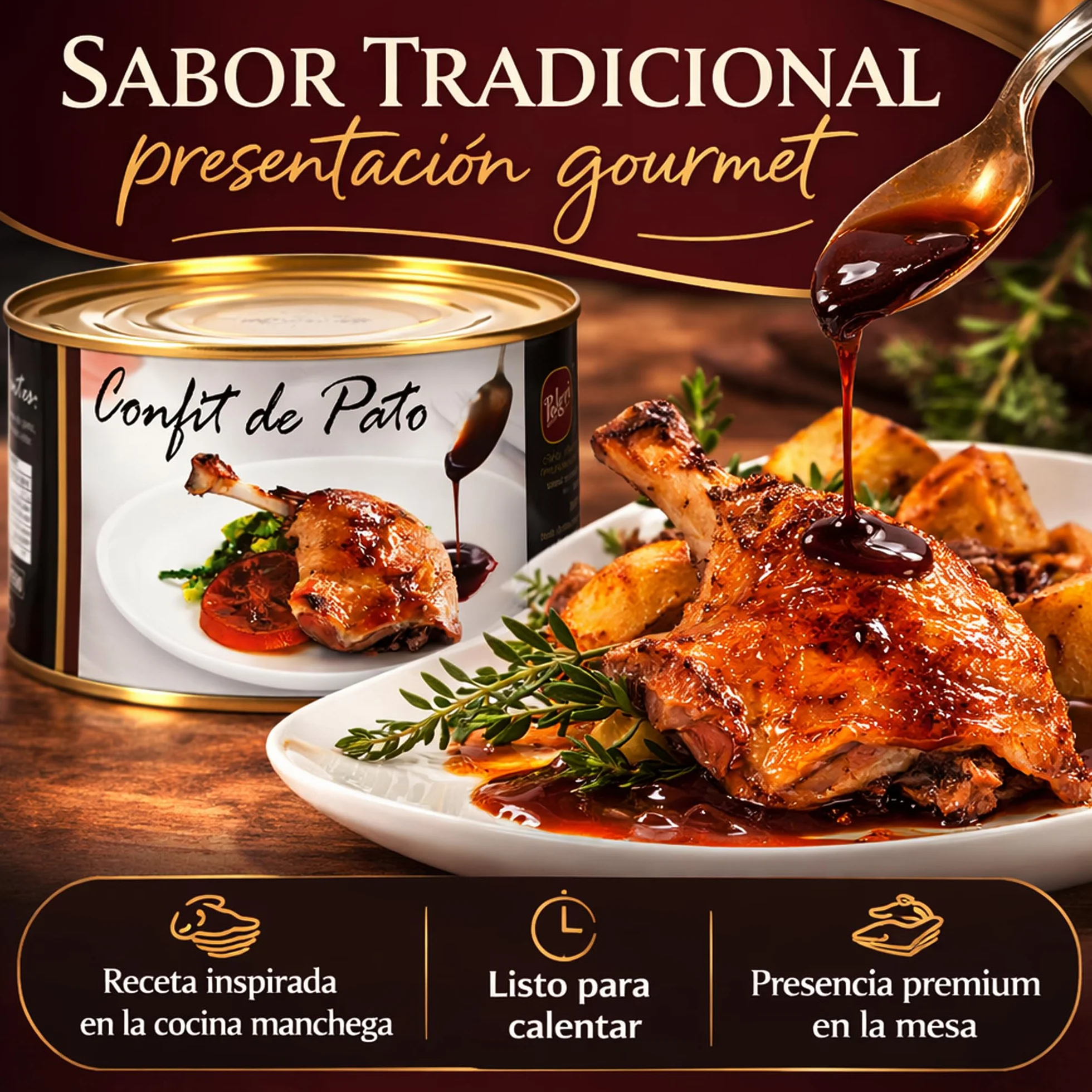 POLGRI Confit de Pato Muslos Confitados Gourmet 3825 g 12 Unidades Carne de Caza Premium
