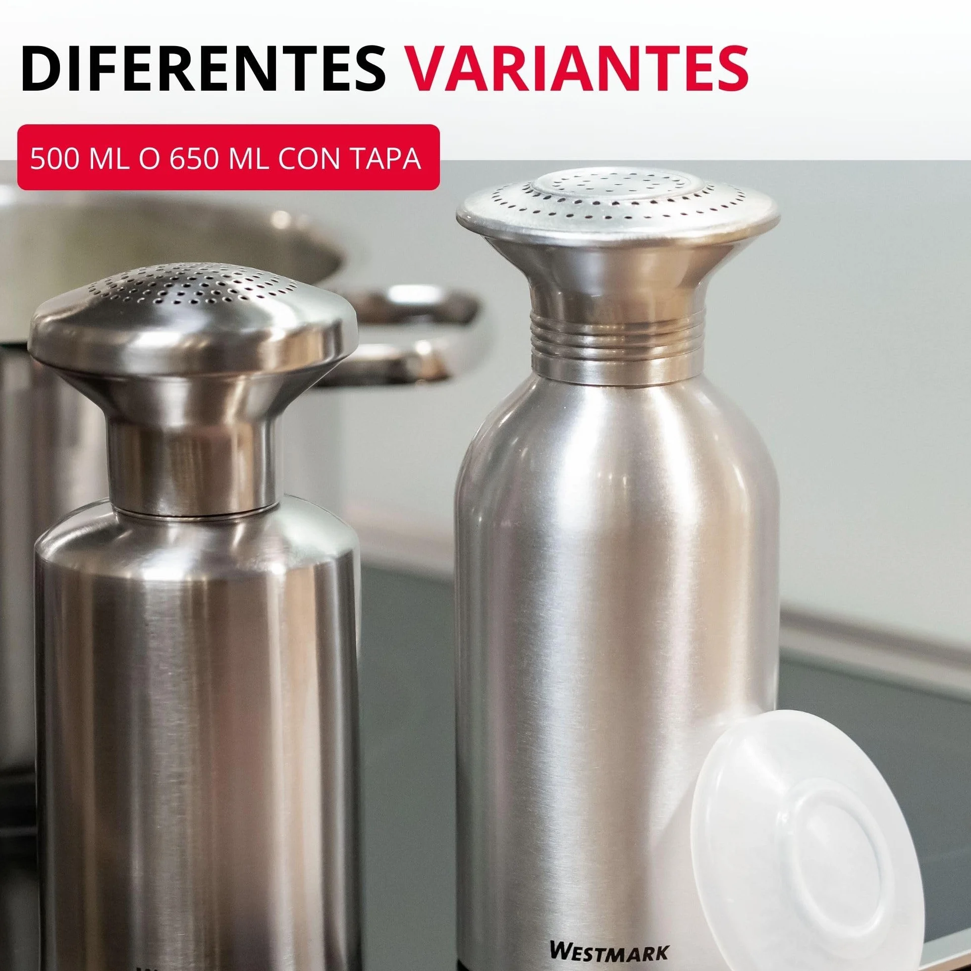 Westmark Salero gastro Alpha – ideal como especiero para cocinas de catering y cantinas, sal y azúcar – acero inoxidable, 500 ml