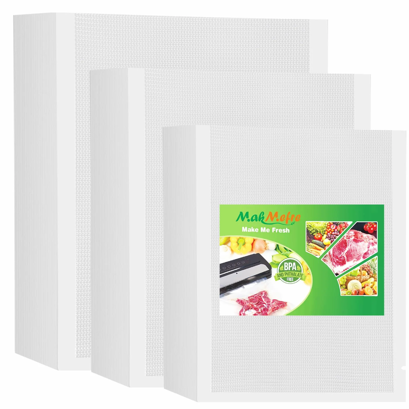 MakMeFre 300 Bolsas de Vacío Para Alimentos 15x25/20x30/25x33cm Sin BPA