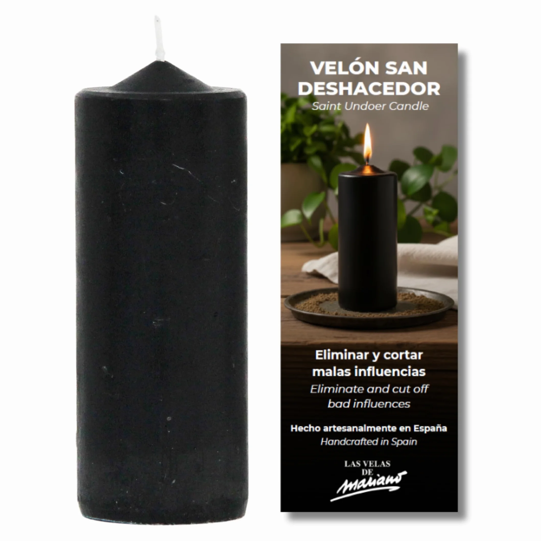 Velón Preparado de San Deshacedor o de Volteo – Ritual con Vela Negra para Eliminar Energías Negativas | Vela para limpieza energética | Hecho a Mano con Hierbas | Incluye Instrucciones y Oración
