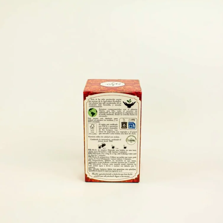 Herbes del Molí Té rojo Pu Erh eco 20 filtros 40 bolsitas ecológico fermentado