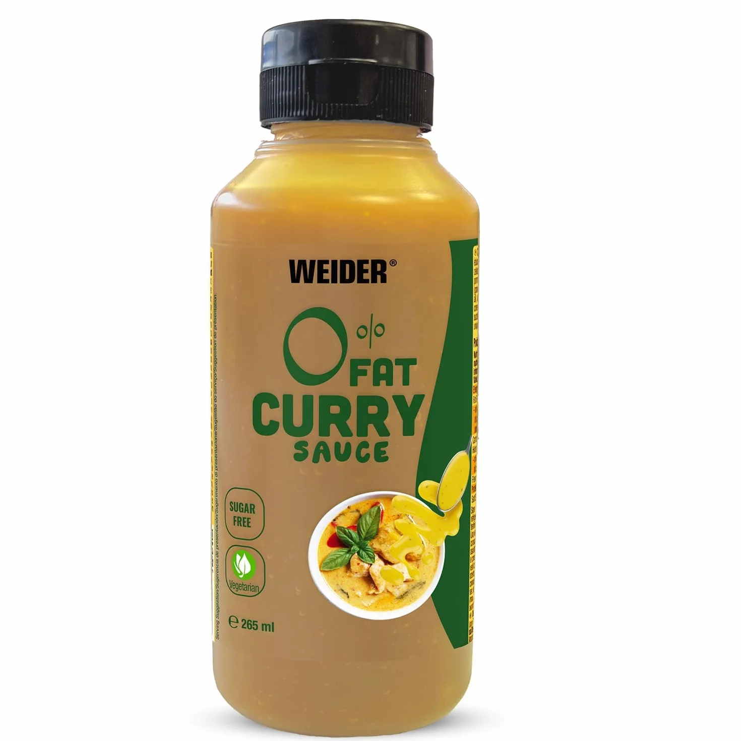 Weider Gourmet 0% Fat Curry Sauce 265 ml, Salsa Curry 0% Grasas, Bajo en Calorias