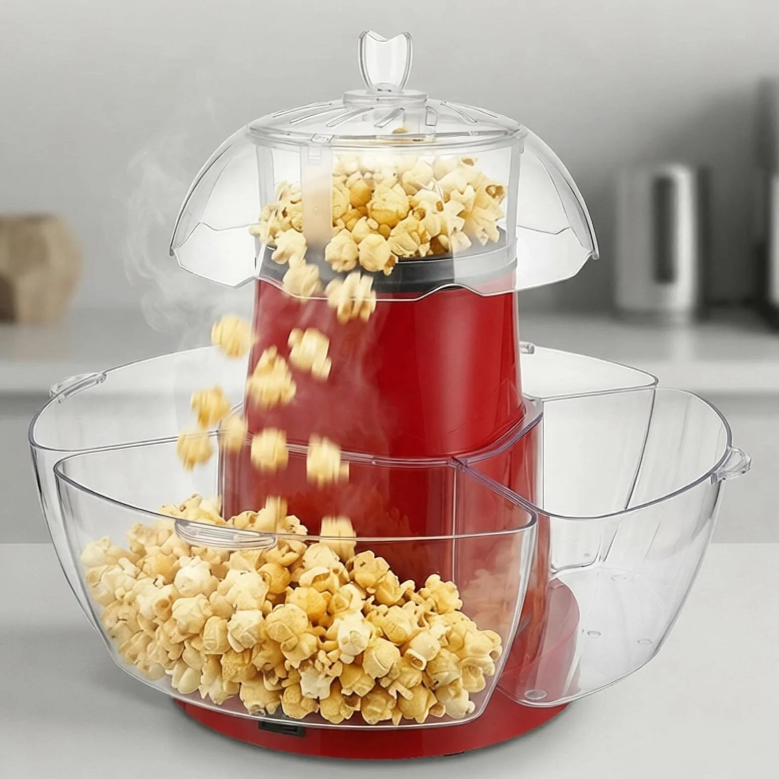 Máquina para hacer palomitas de maíz con interruptor de encendido/apagado, producción rápida de 2 minutos, cuenco extraíble para servir, gran capacidad para el hogar, fiestas y noches de cine