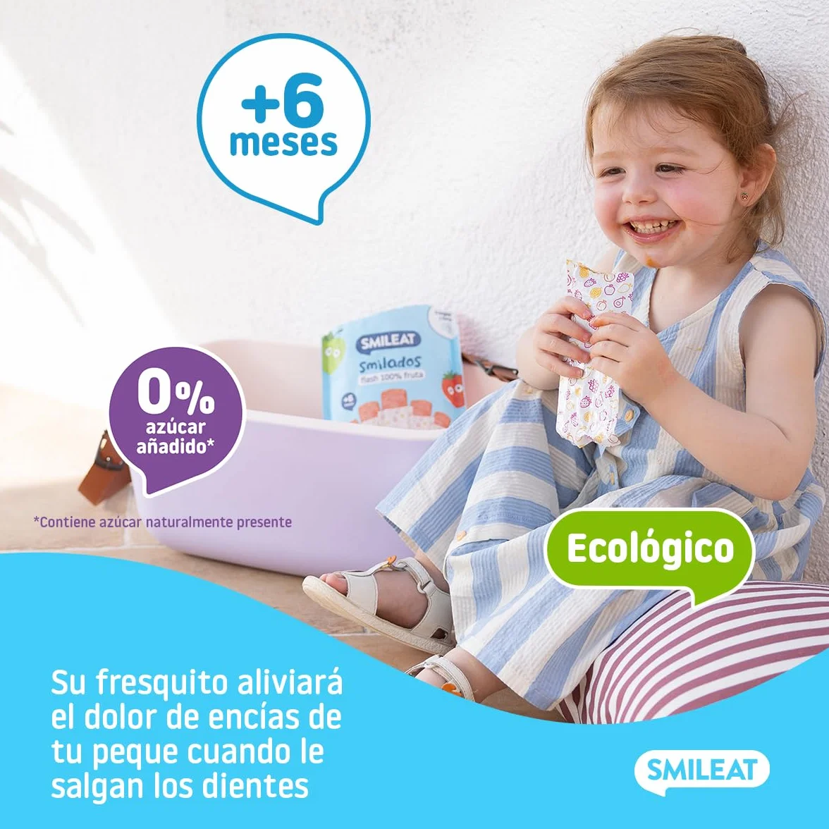 Smileat Smilados de Frutas Ecológicas Flash de Fresa y Manzana Sin Azúcar Añadido Sin Gluten 5x50g