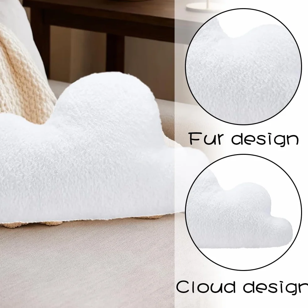 RANJIMA Cojín de peluche nube decorativo blanco para sofá cama