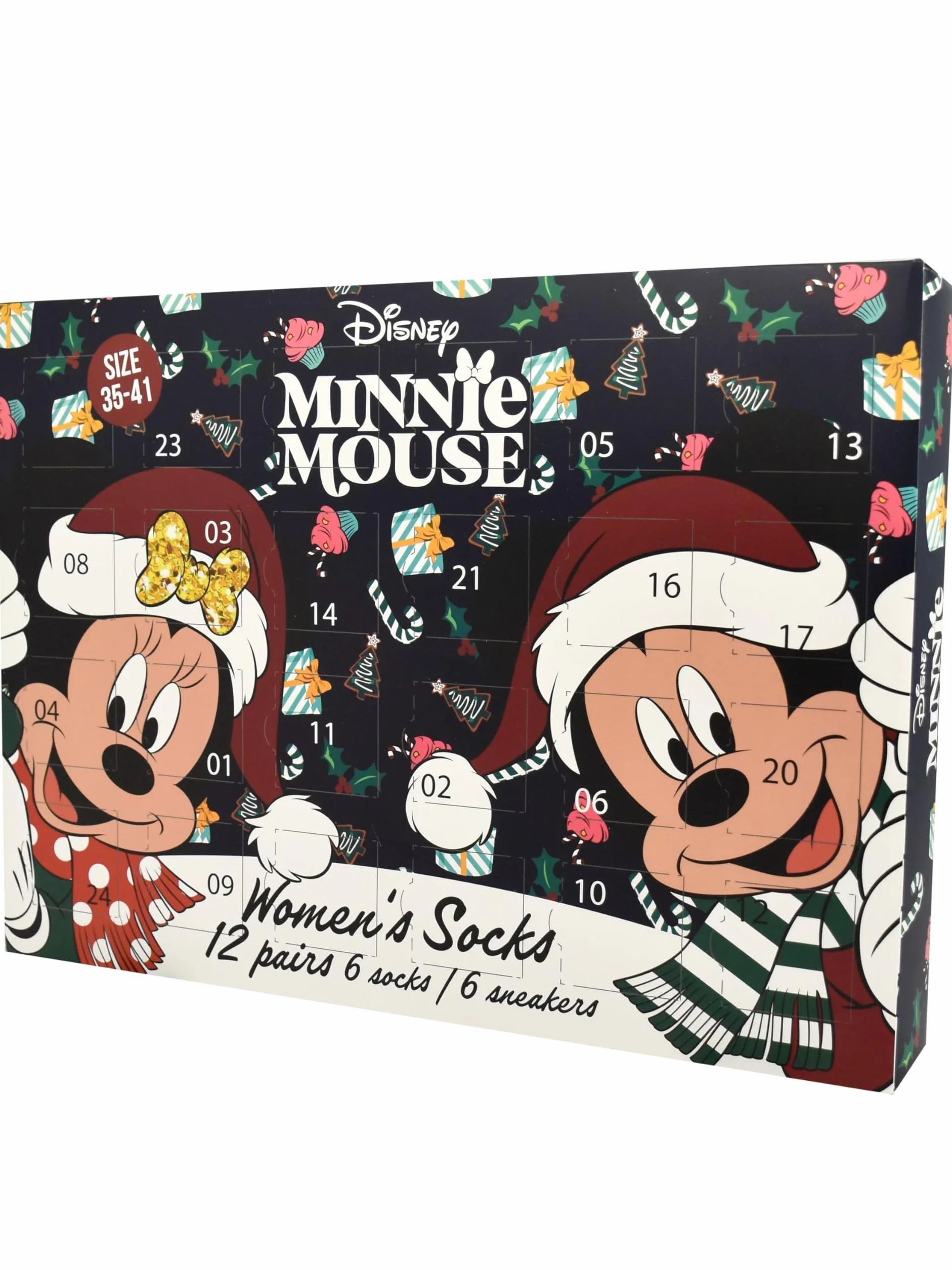 Disney Minnie Mouse United Labels Calendario de Adviento 12 pares calcetines mujer talla 35-41