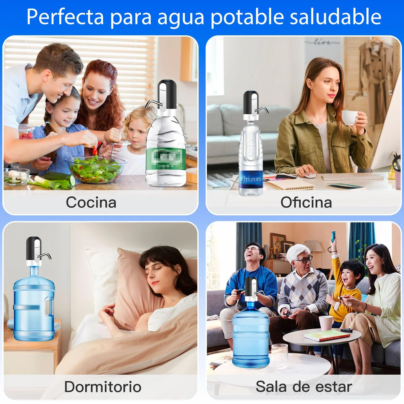 EASYSPEED Dispensador de Agua Fría Automático, 1200 mAh Eléctrico USB Bomba Grifo de Agua, Negro