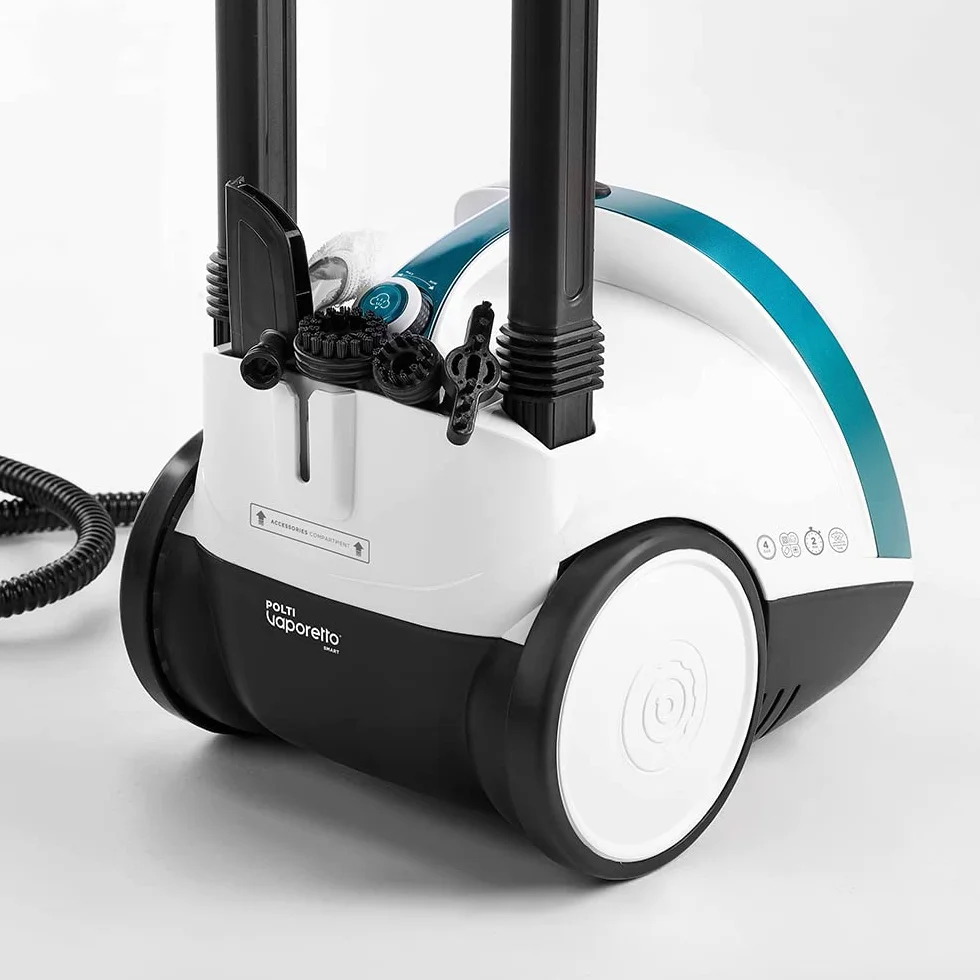Polti Vaporetto Smart 100 T Steam Cleaner, 4 Bar High Pressure Boiler, 1500 W, 8 Akcesoriów, Biały Turkusowy