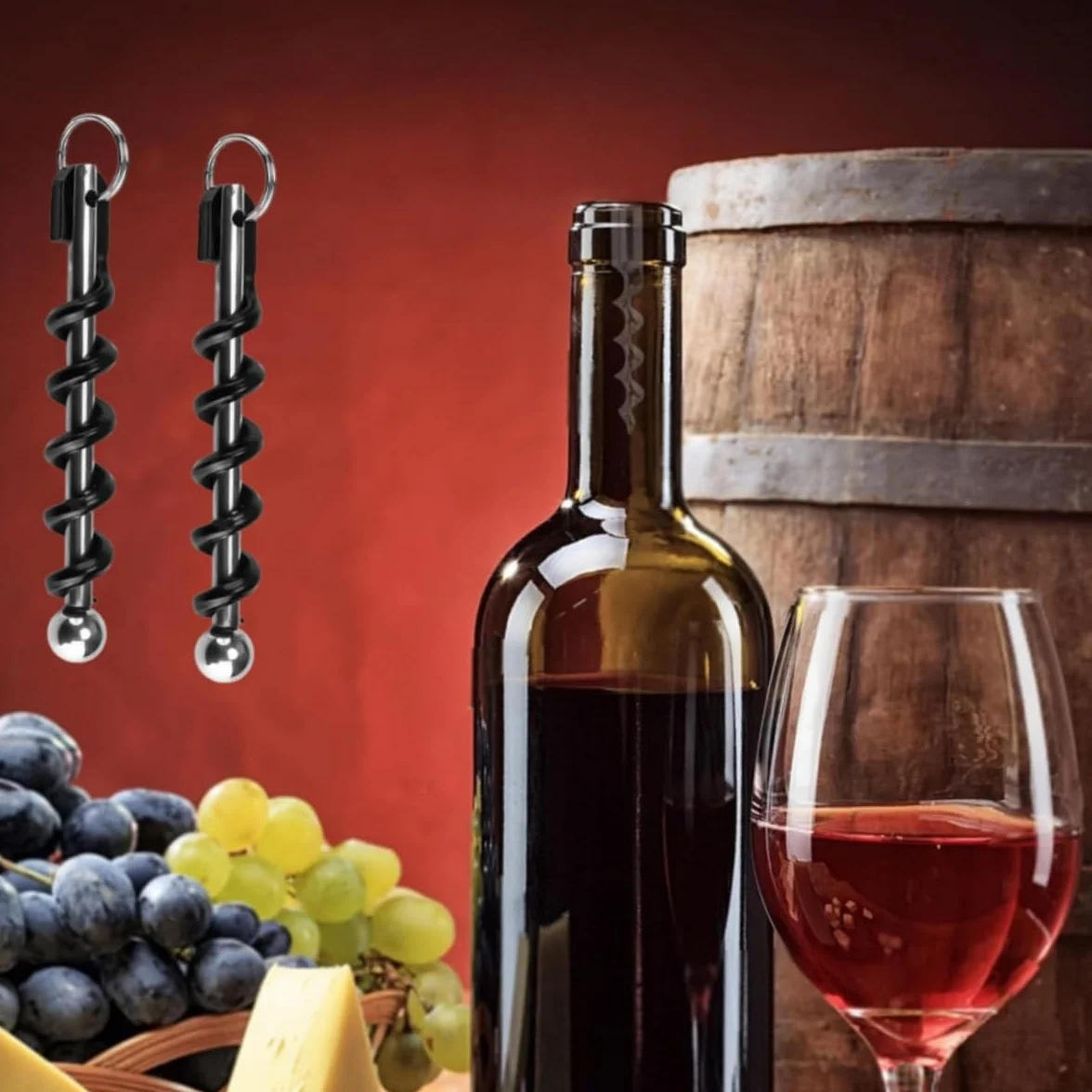Sacacorchos Llavero,2 Pack Sacacorchos de Vino Llavero,Abridor de Botellas de Acero Inoxidable Portátil para Vino y Cerveza,Abrebotallas para Camareros,Picnic,Camping y Fiestas