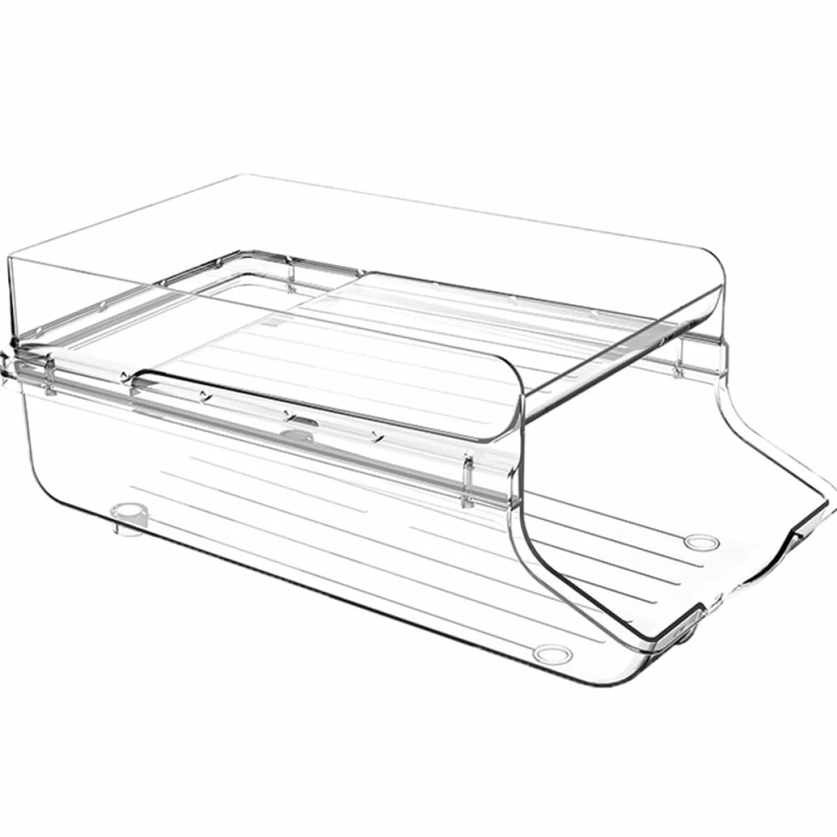 Organizador de Bebidas de Doble Capa para Refrigerador Diseño Apilable y Dispensador Automático de Latas de Plástico para Cocina y Tienda