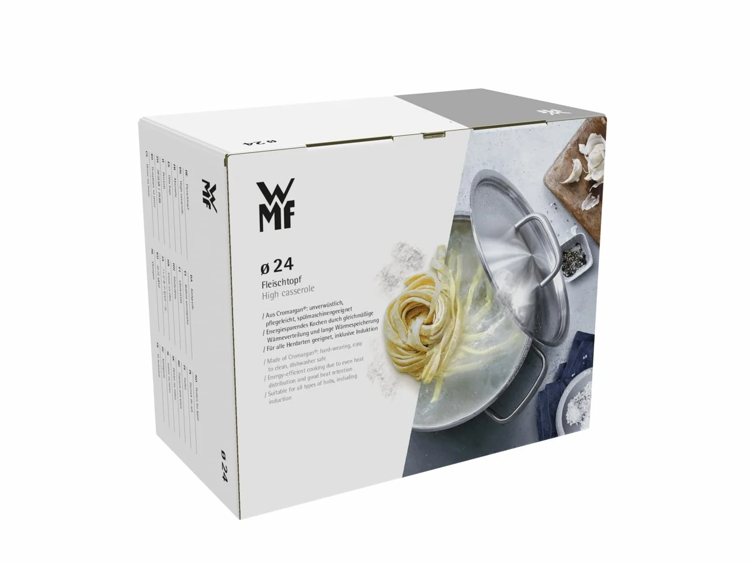 WMF Diadem Plus - Olla Baja 6.5 L Ø24 cm, Acero Inoxidable Cromargan, con Tapa de Cristal