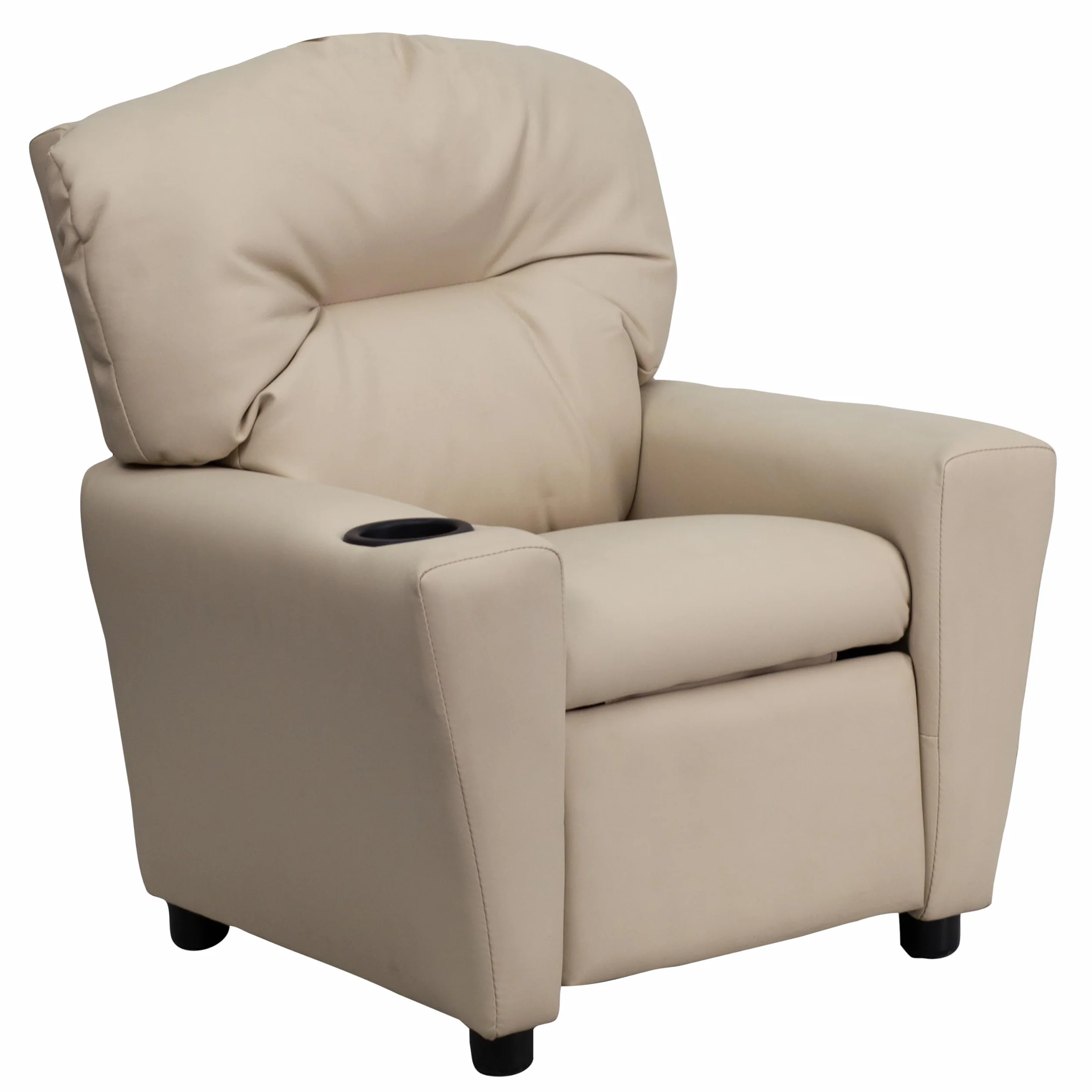 Flash Furniture Sillón reclinable Chandler de Vinilo para niños con portavasos, admite hasta 90 lbs, Beige