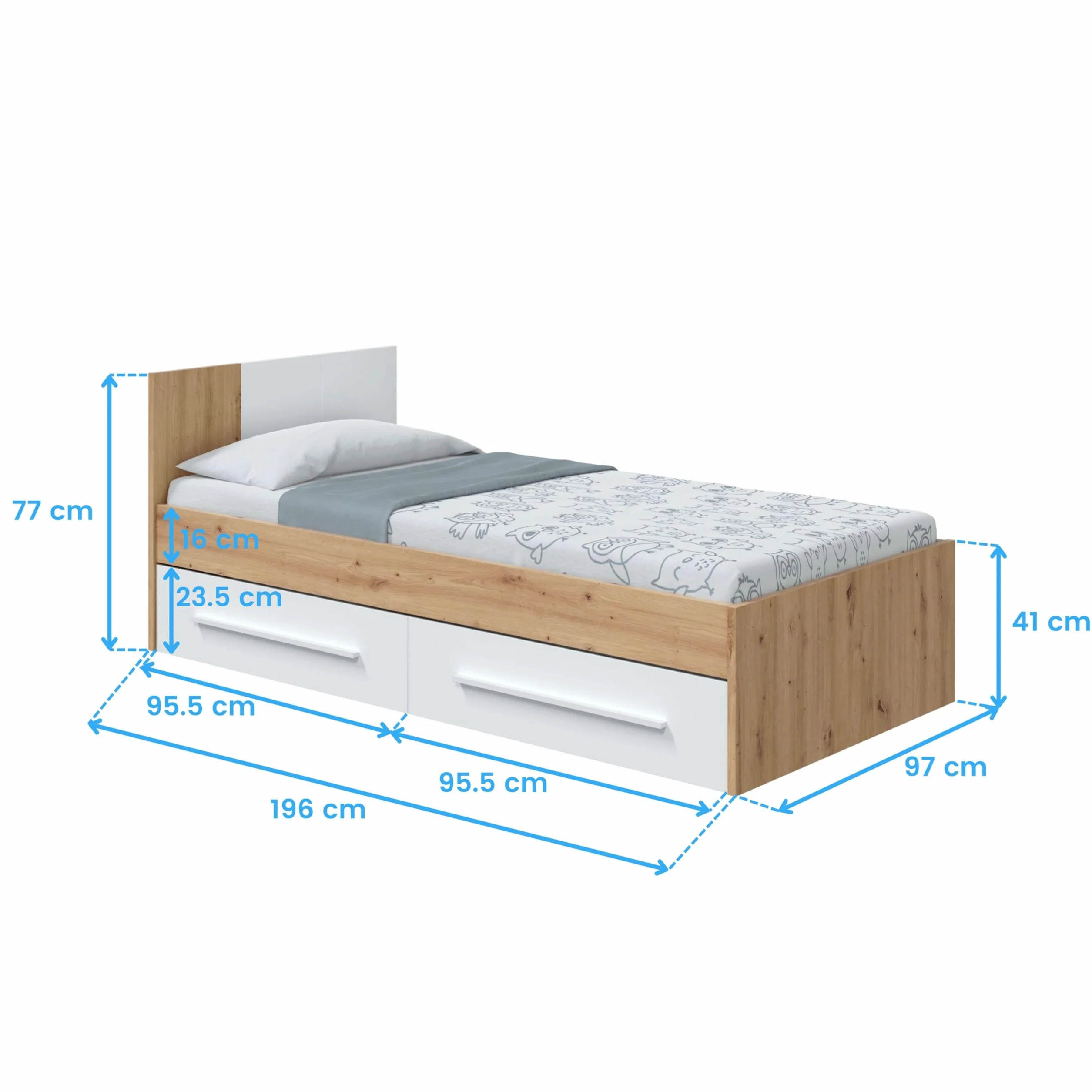 Miroytengo Pack 3 Muebles Juveniles Noa en Color Roble Nodi y Blanco Artik