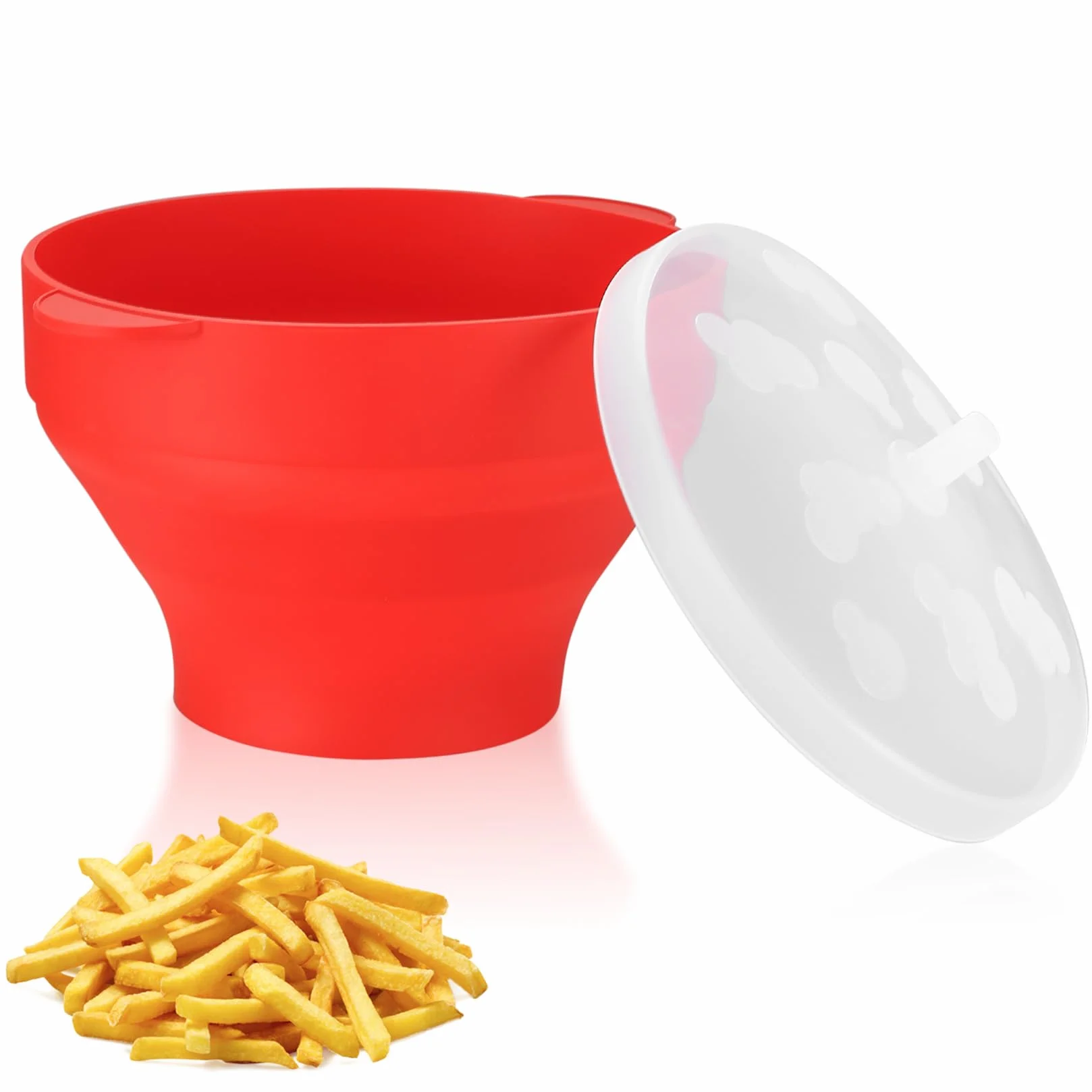 Popcorn para Microondas, Popcorn Maker Plegable de Silicona, Tazón con Tapa, Libre de BPA, Palomitas Popper sin Aceite