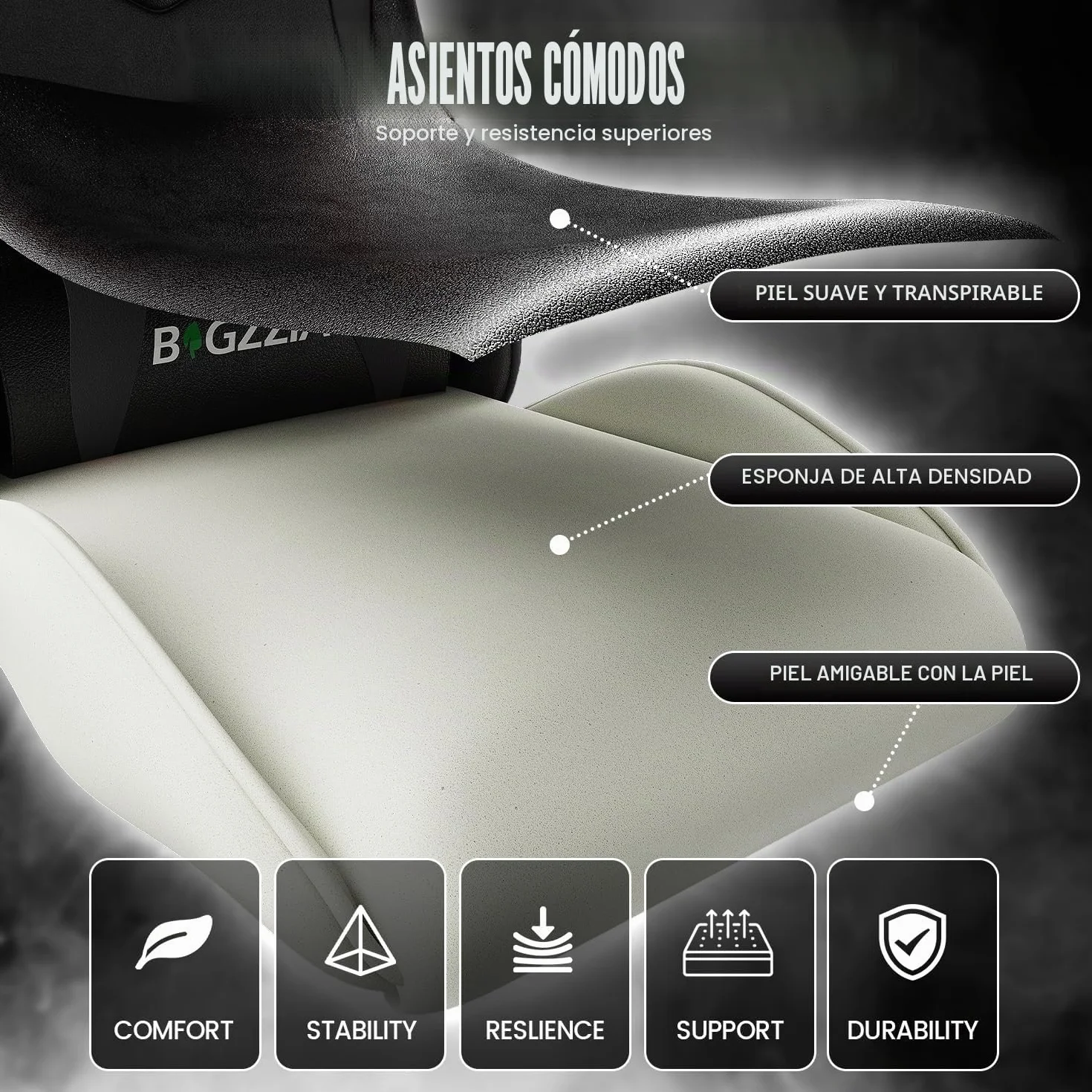 Silla Gaming Ergonómica de Oficina en Cuero PU, Regulable en Altura, Soporte Lumbar, Reposacabezas, Respaldo Reclinable 155°, Silla Gamer Adulto Niño (Negro)