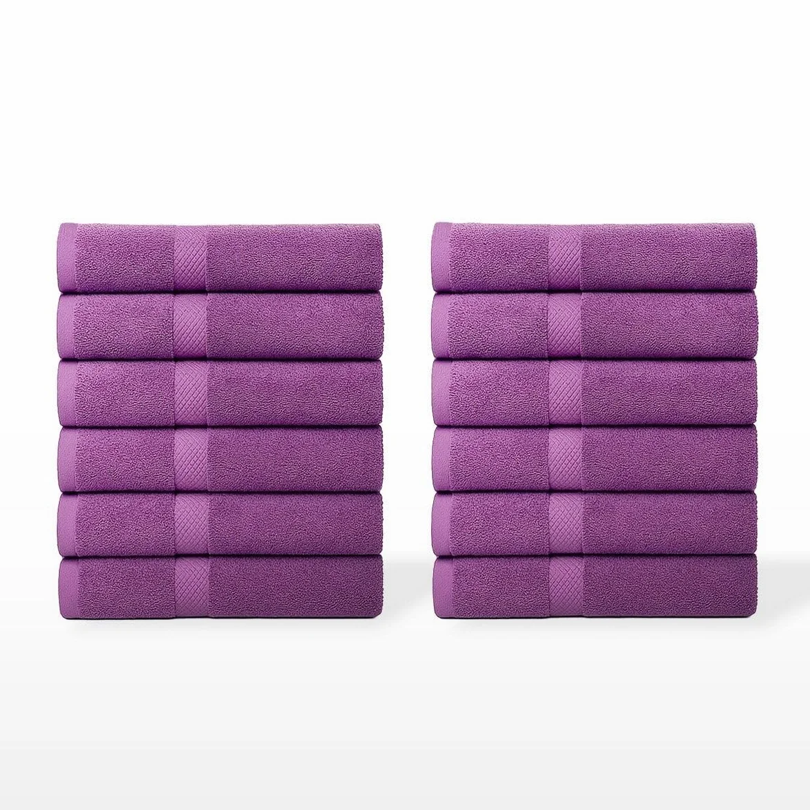 Juego de 12 Toallas de Mano Color Violeta 100% algodón Rizo 100x50 cm | Tejido suave de gran gramaje con alta absorción. Aptas para lavadora, de uso diario.