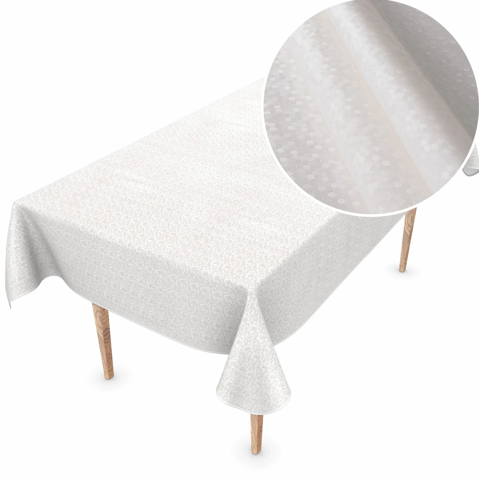 Premium Mantel de hule para mesa Mantel de vinilo Mantel de mesa de hule lavable 350x150cm Lunares Blanco Nácar elegante a prueba de manchas