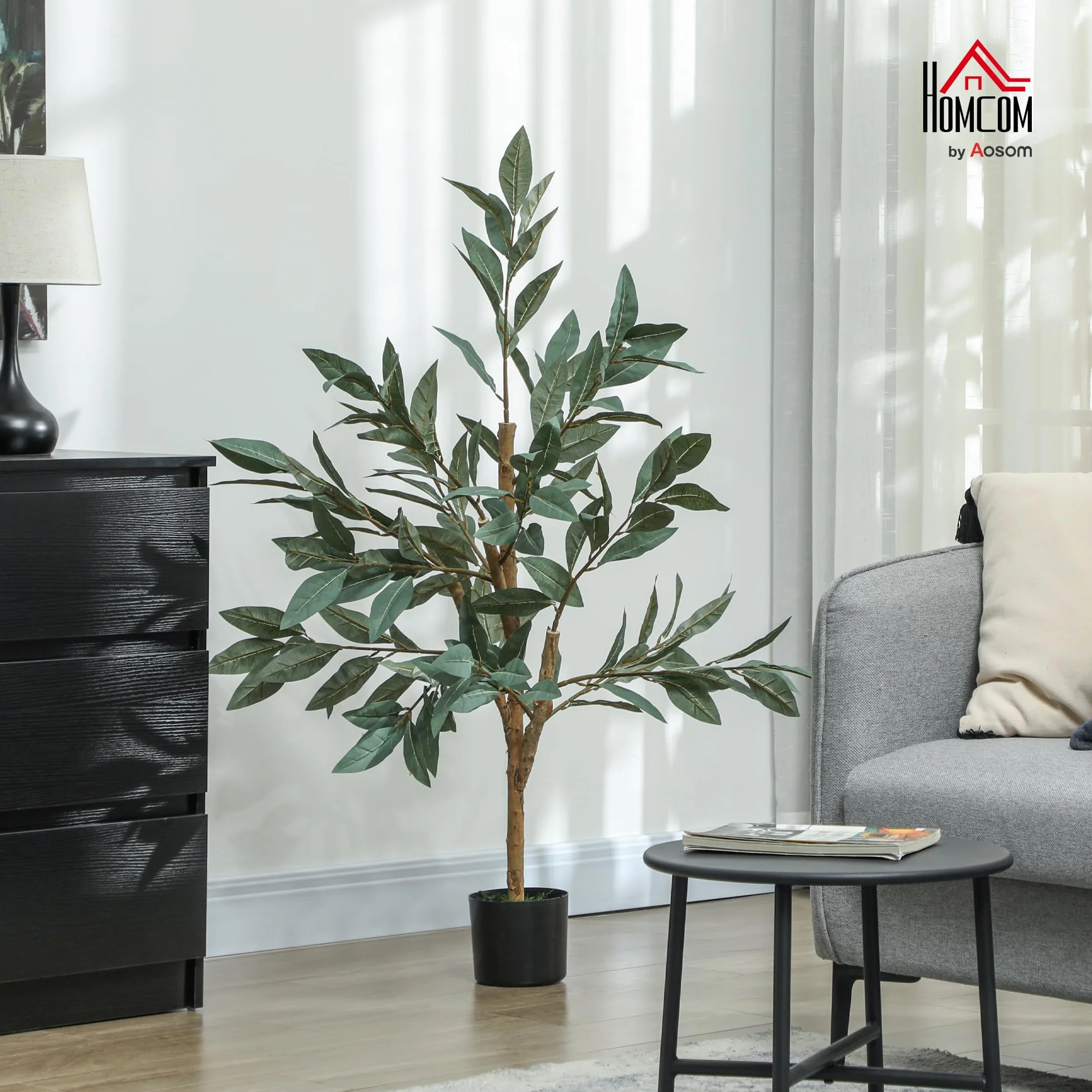 HOMCOM Planta Artificial Decorativa Grande 120 cm Laurel Interior Verde