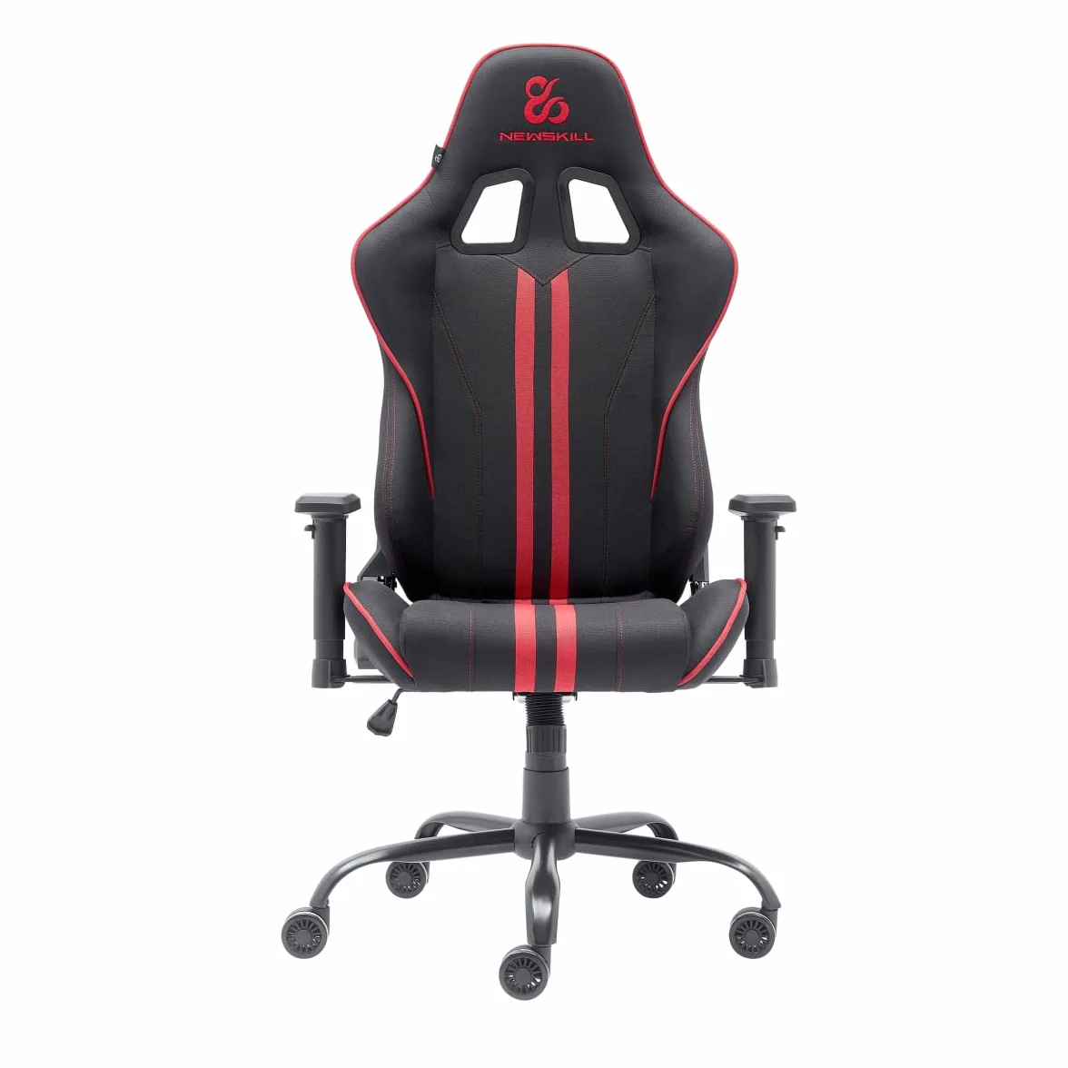 NEWSKILL KitsuneV2 Silla Gaming Ergonómica Respaldo Reclinable 180° Reposabrazos 2D Ajustables Cojines Lumbar Cervical Ruedas XL Silenciosas Tela Transpirable Rojo