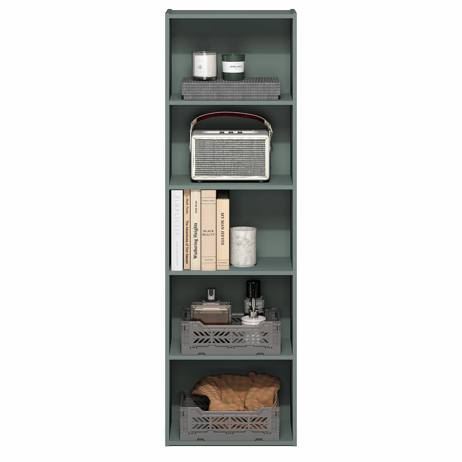 Furinno Luder Estantería De 5 Cubos Abierto 24x40x132 Verde Salvia