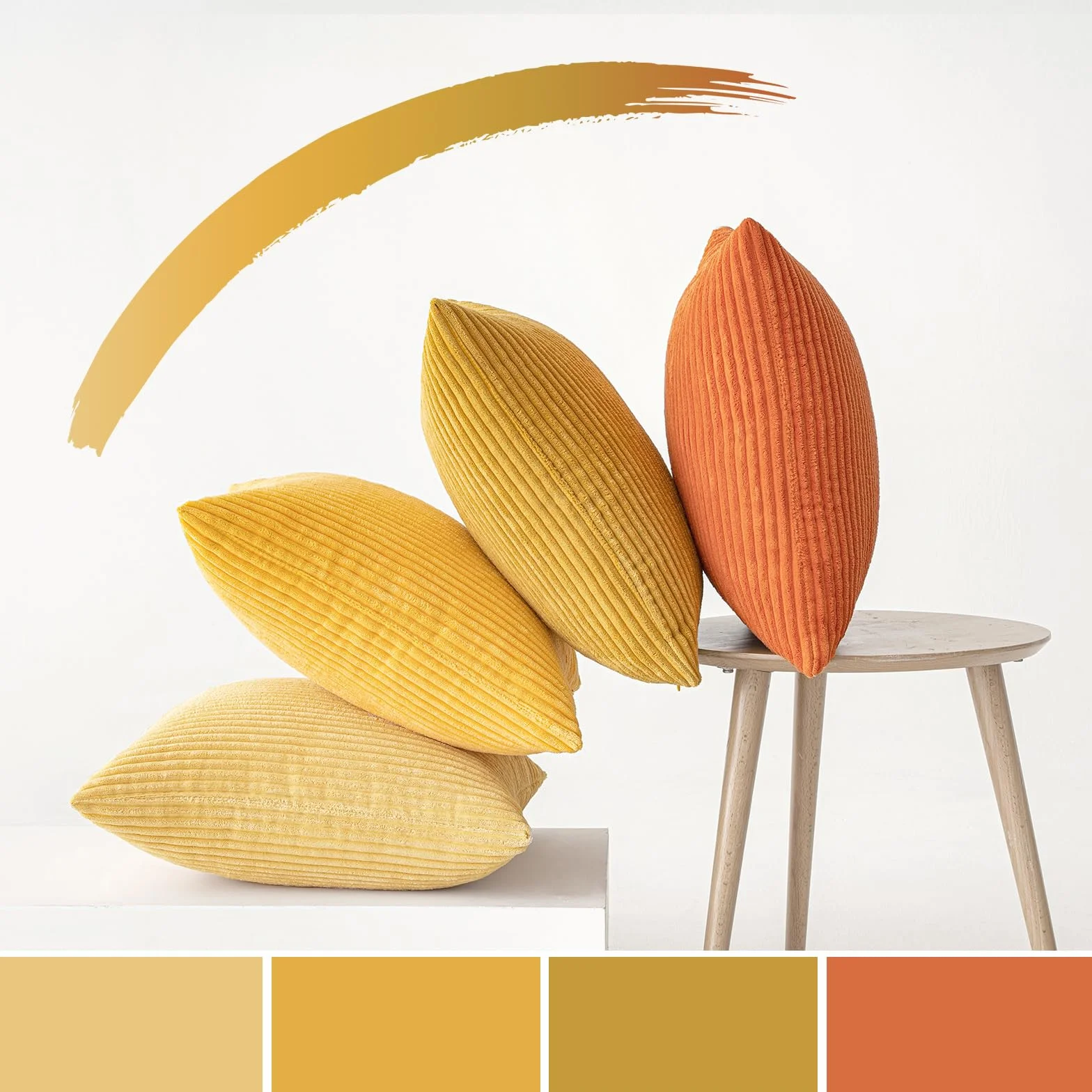 MIULEE Fundas Cojines 40x40 Pana Naranja 4 Piezas