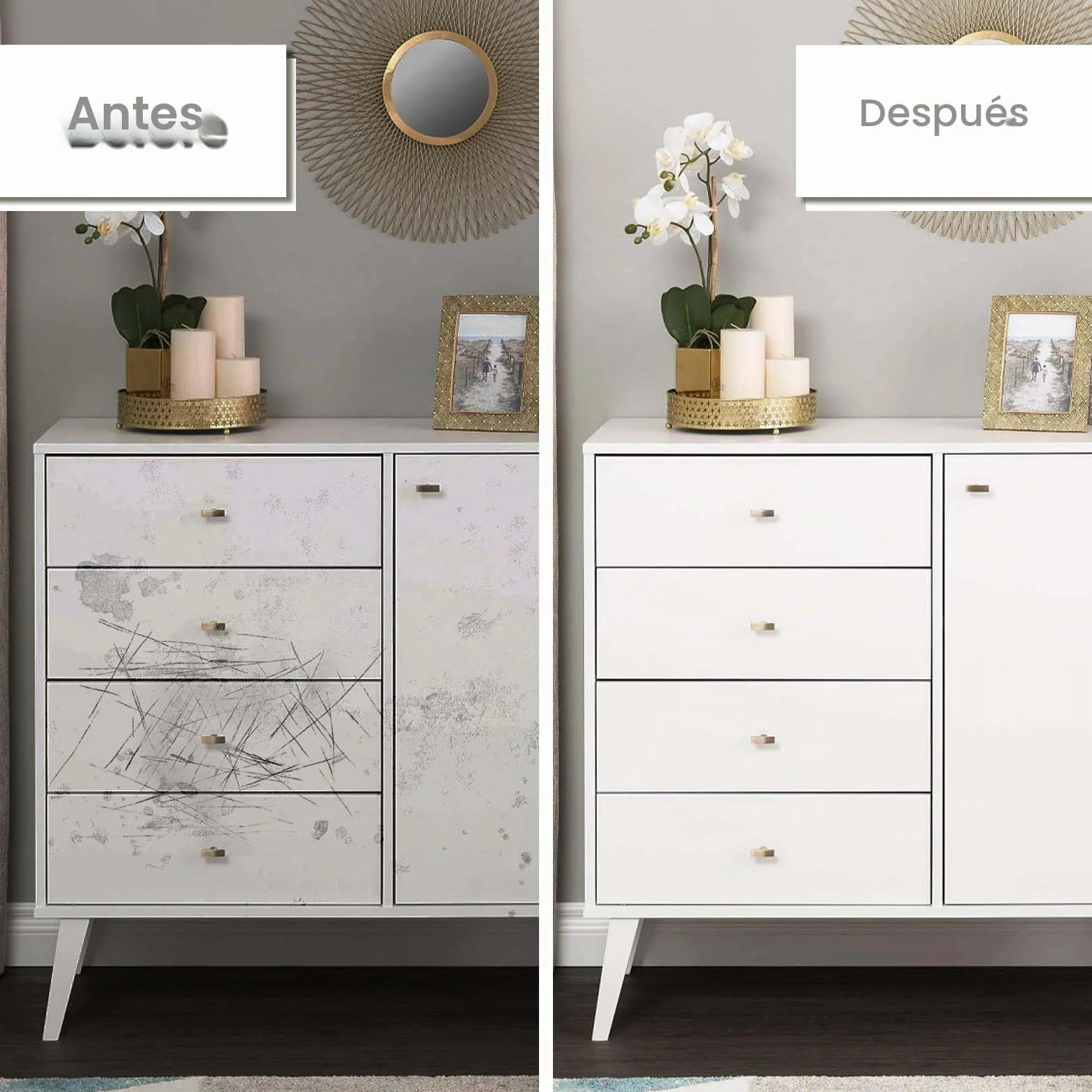 Diboniur Vinilo Adhesivo Muebles, 40x300cm Blanco Mate Papel Adhesivo Autoadhesivo para Decorativos Muebles Cocina Armario