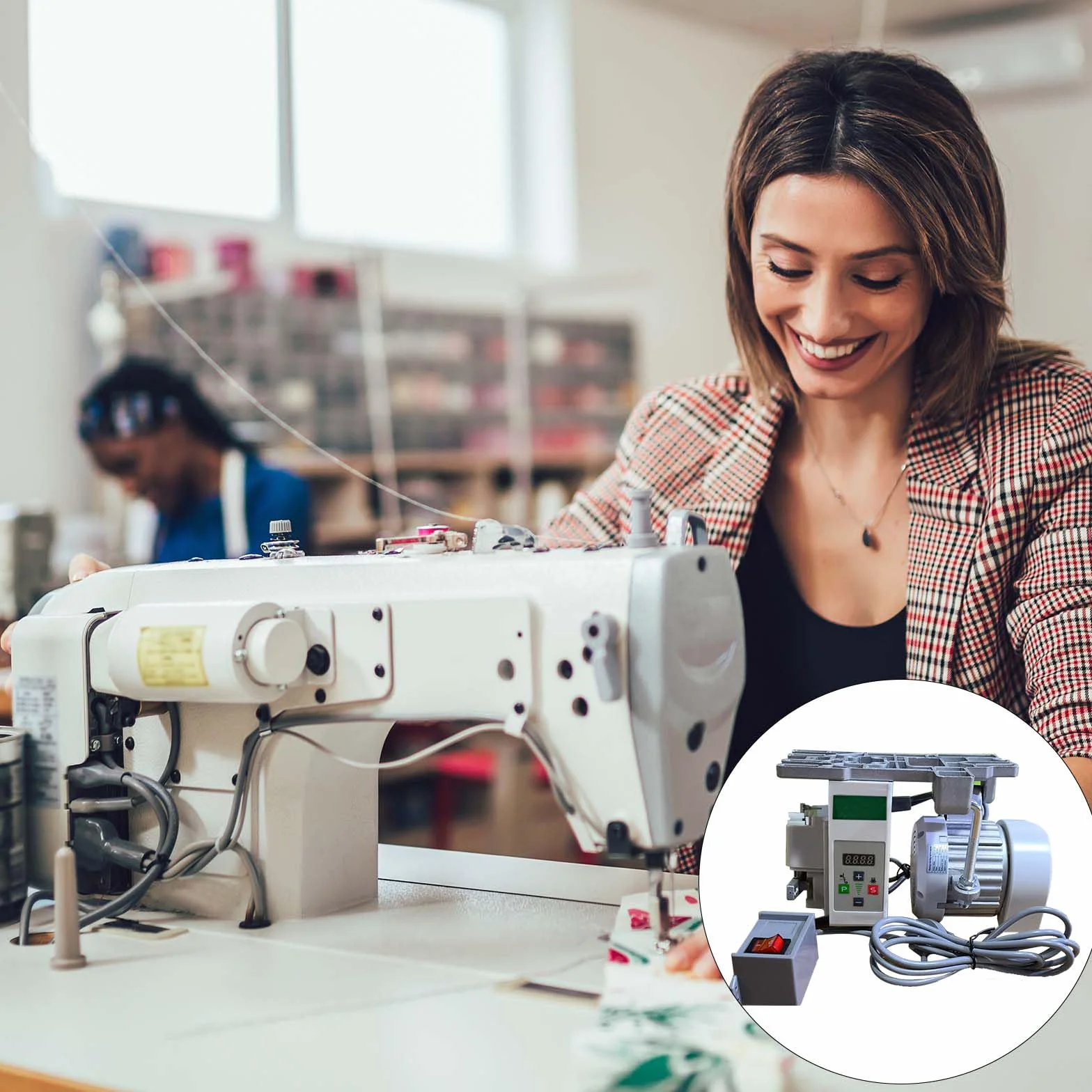 Motor Máquina Coser Eléctrica, 220V 750W Motor Máquina Coser Industrial Servomotor Ahorro Servomotor Sin Escobillas Máquina Coser Industrial 200-6500 Rpm Para Máquinas Coser Industriales Domésticas