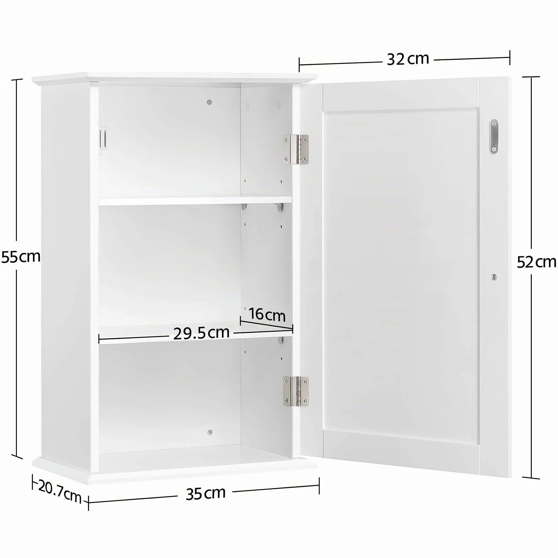Yaheetech Armario Baño Pared Tres Niveles 35x21x55cm Blanco