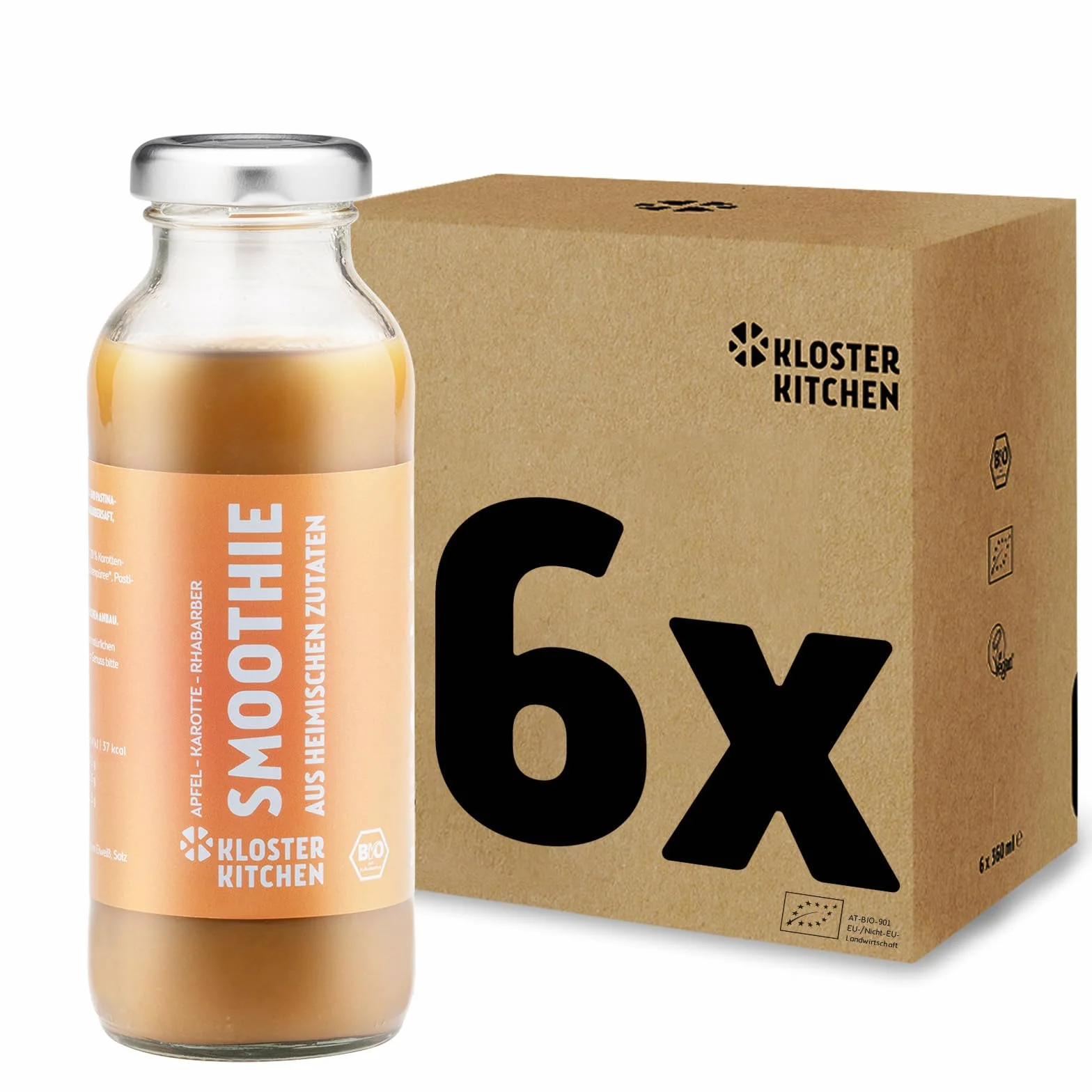 Kloster Kitchen Batido Orgánico de Naranja, Manzana, Zanahoria y Ruibarbo 6x250 ml