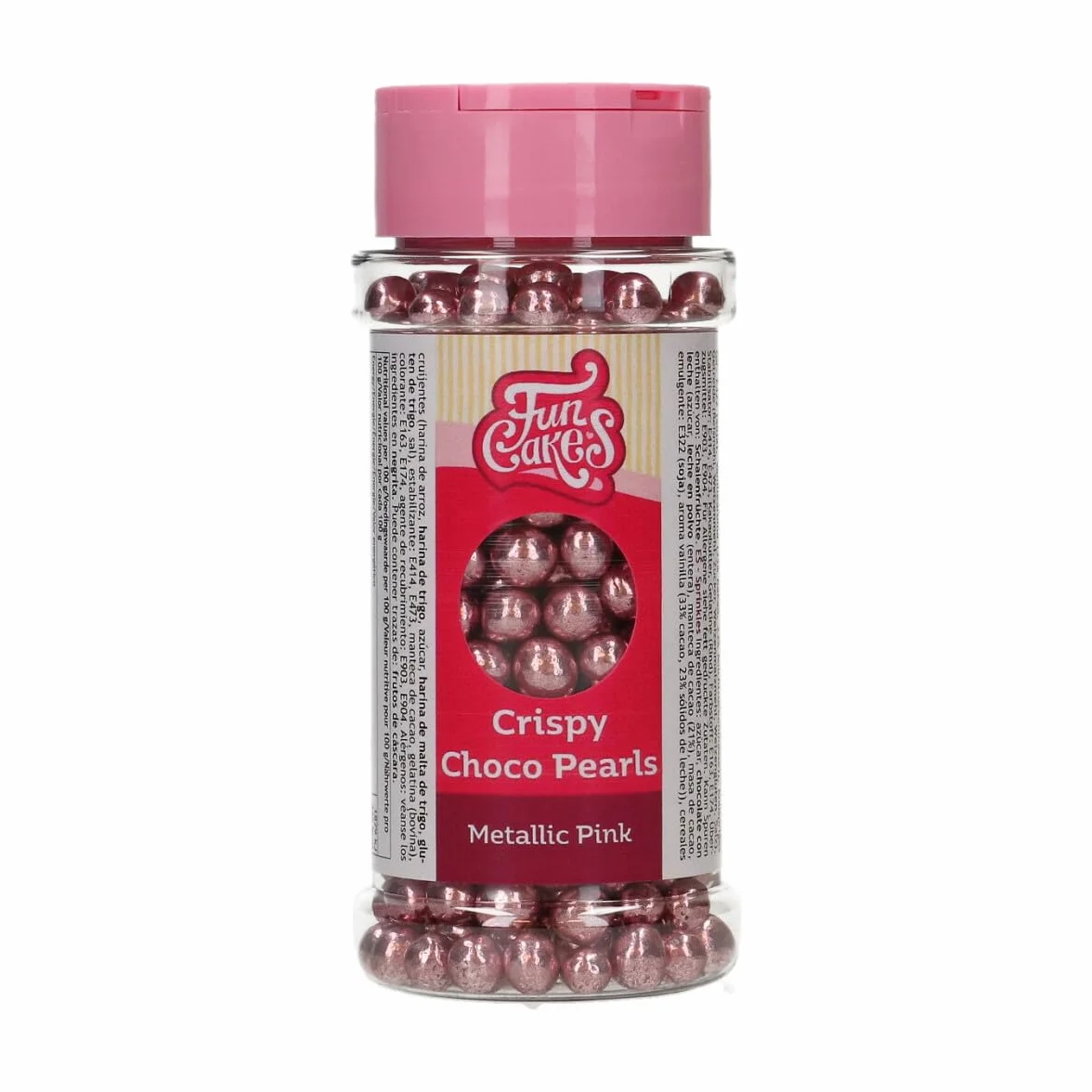 FunCakes Crispy Choco Pearls Metallic Pink 60 g Dekoracja do Tortów