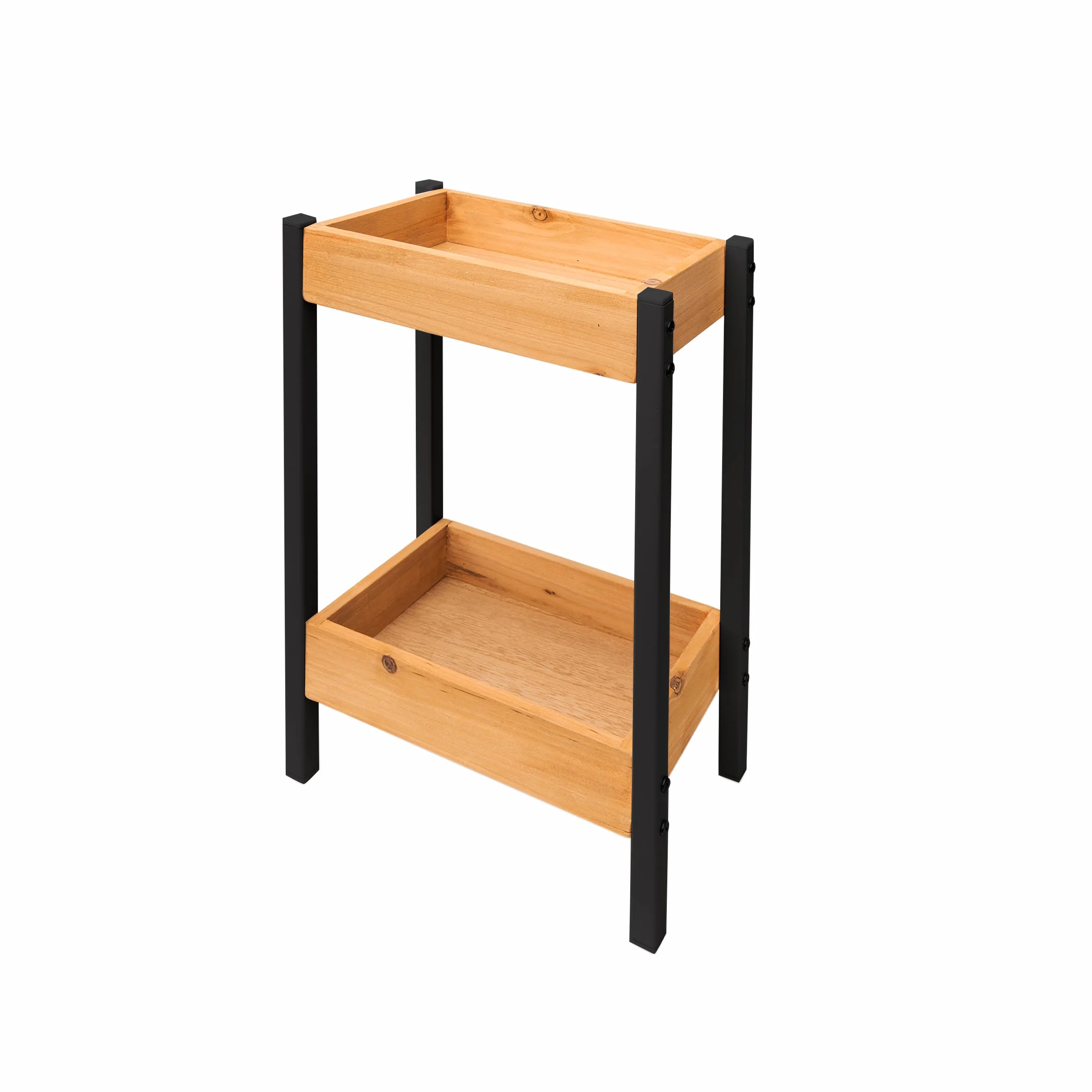 XZ-22222 Estantería con 2 Estantes de Madera y Metal 25x15x37.5cm - Mueble Auxiliar Multiuso para Almacenaje, Ideal para Baño, Cocina, Dormitorio