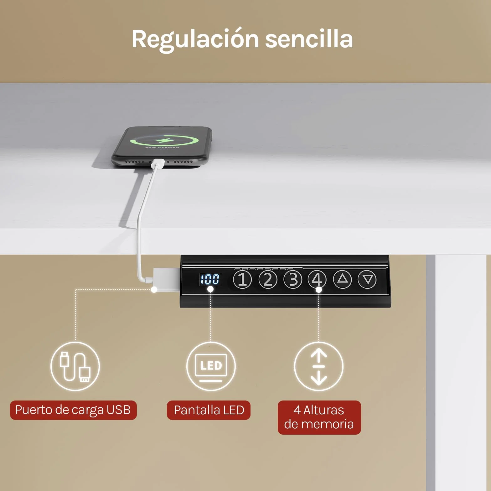 WOLTU Marco de Mesa Elevable, Estructura de Escritorio Elevable Eléctrico, Escritorio Regulable en Altura Ergonomica, Entre 72-120 cm, con Función de Memoria y Proteccion Anticolision, Blanco