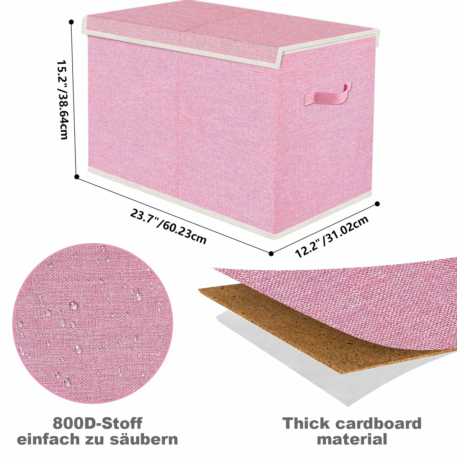 Caja de Almacenaje Juguetes 73L Plegable con Tapa y Asa Organizador Infantil Rosa