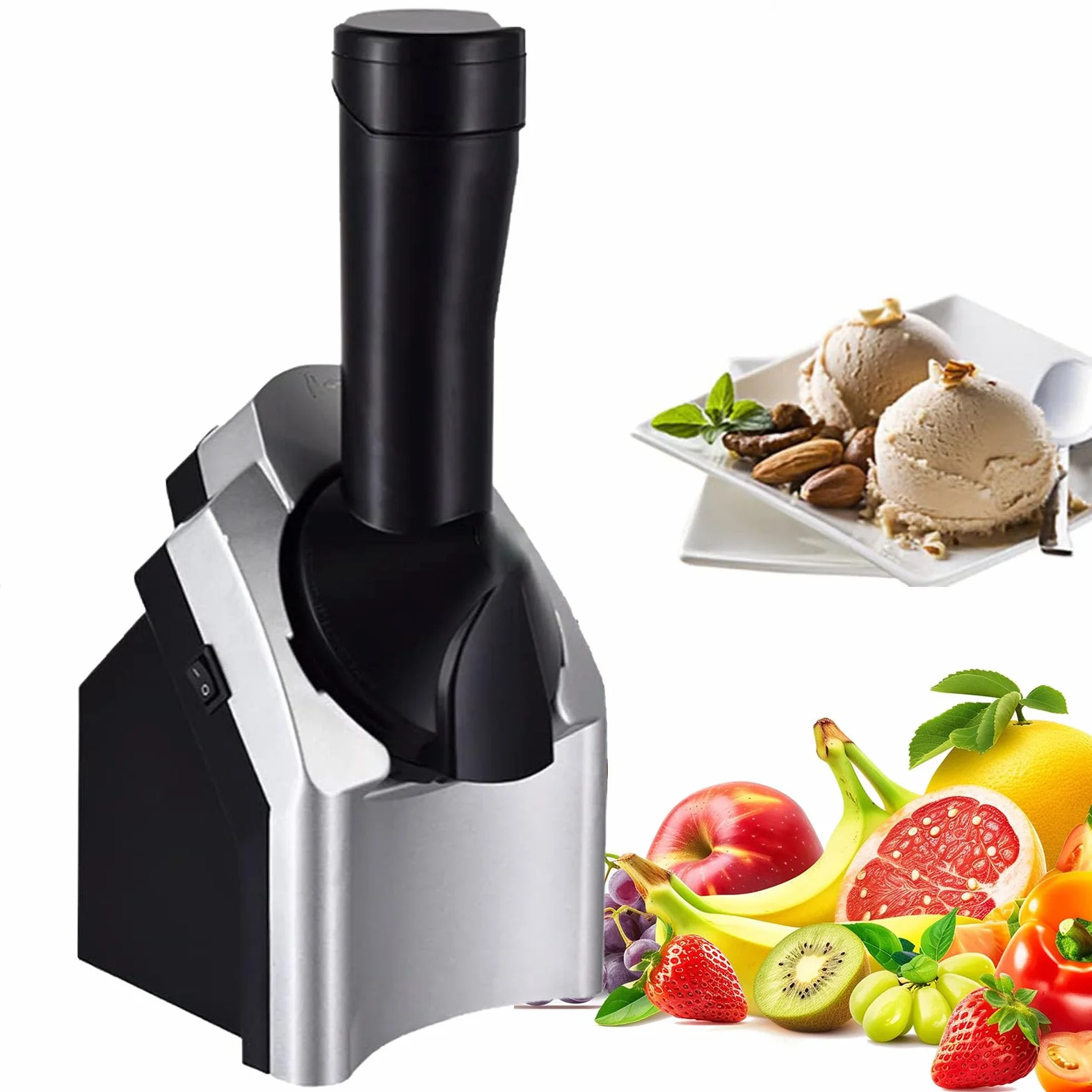 Máquina para hacer helados para el hogar, máquina de postres congelados para un servicio suave y saludable, sorbete, sorbete, yogur congelado y helado de frutas para niños, fácil de usar