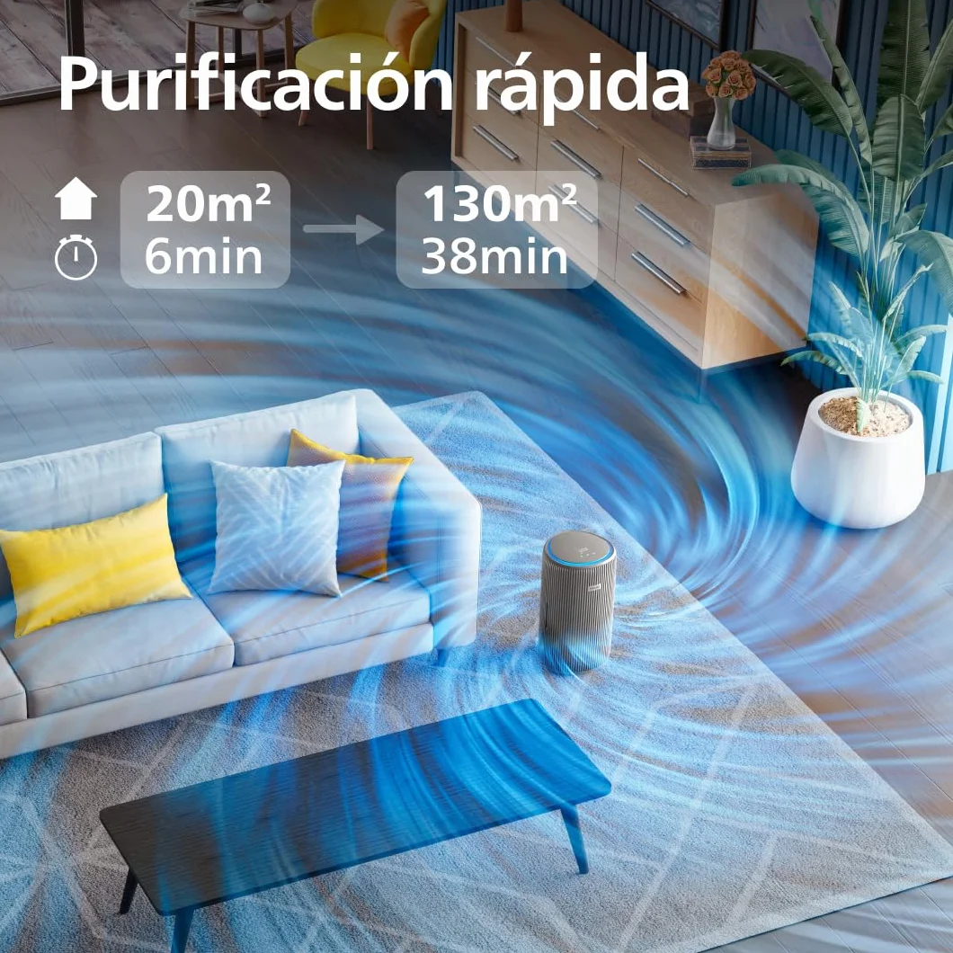 Philips PureProtect Serie 3200: Purificador de aire inteligente, HEPA y filtro de carbón activo, CADR 500 m³/h para 130 m², ultrasilencioso, captura el 99,97% de alérgenos, App conectada (AC3210/12)