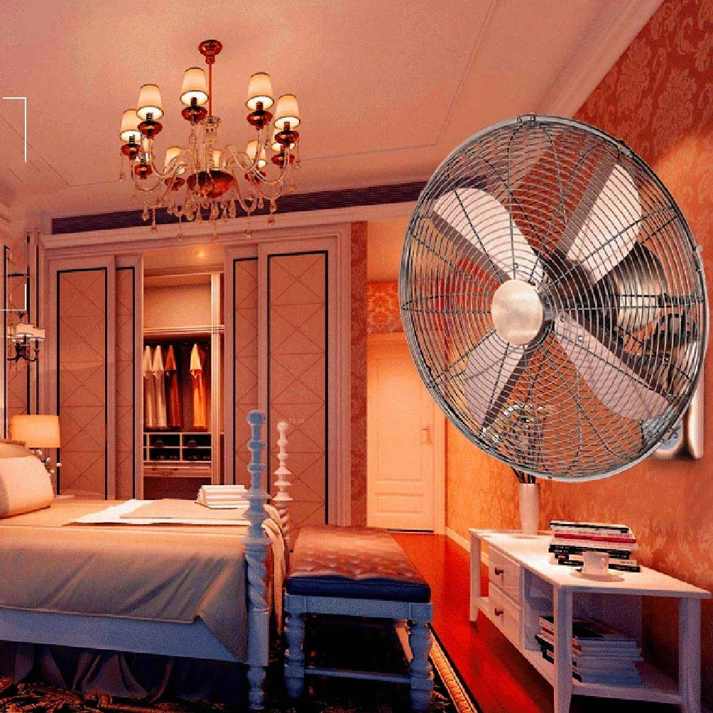 Ventilador eléctrico oscilante de pared con mando a distancia de cobre retro industrial para el hogar 14/16/18 pulgadas
