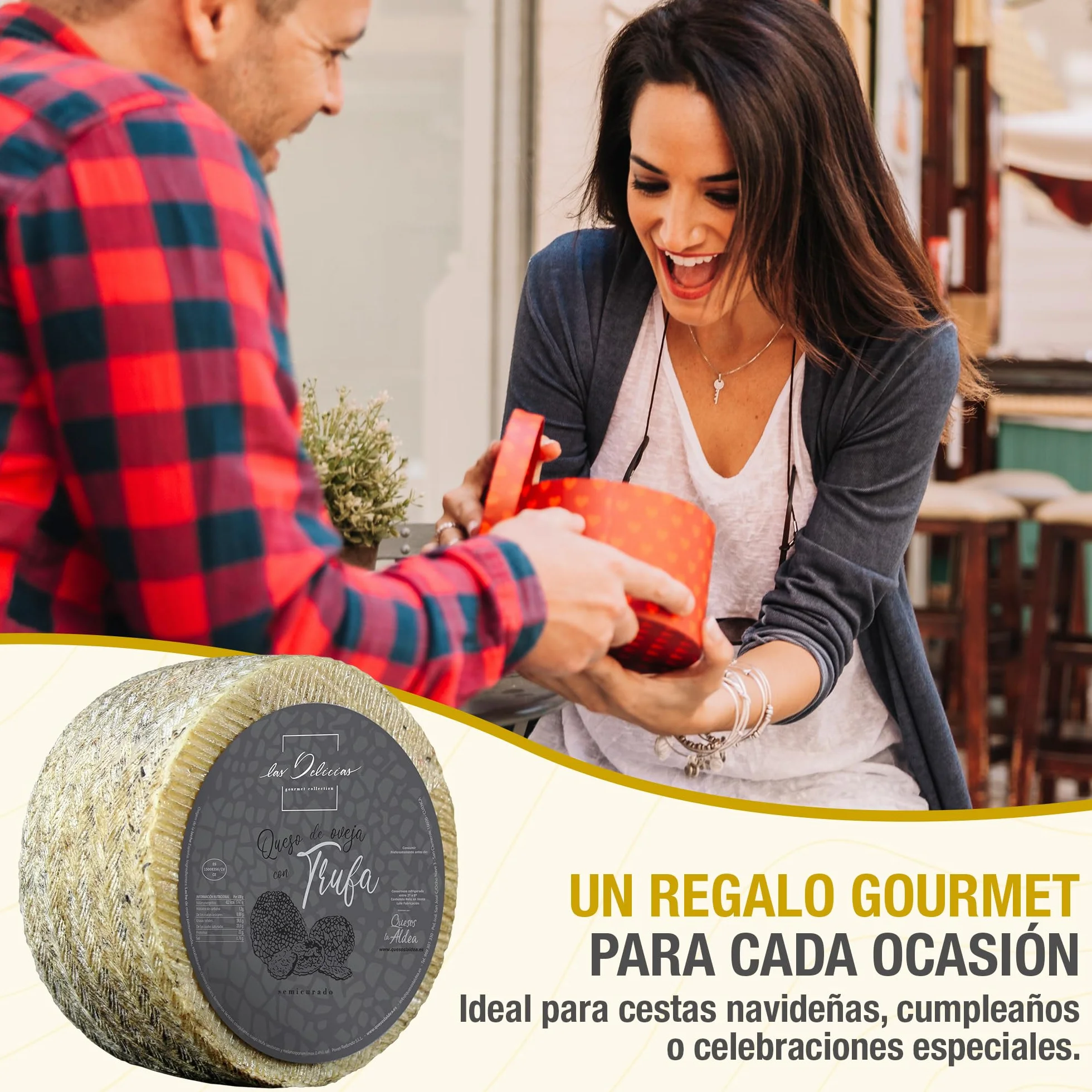 Queso Artesano de Oveja Semicurado con Trufa 0.75 kg Lote Gourmet para Regalo