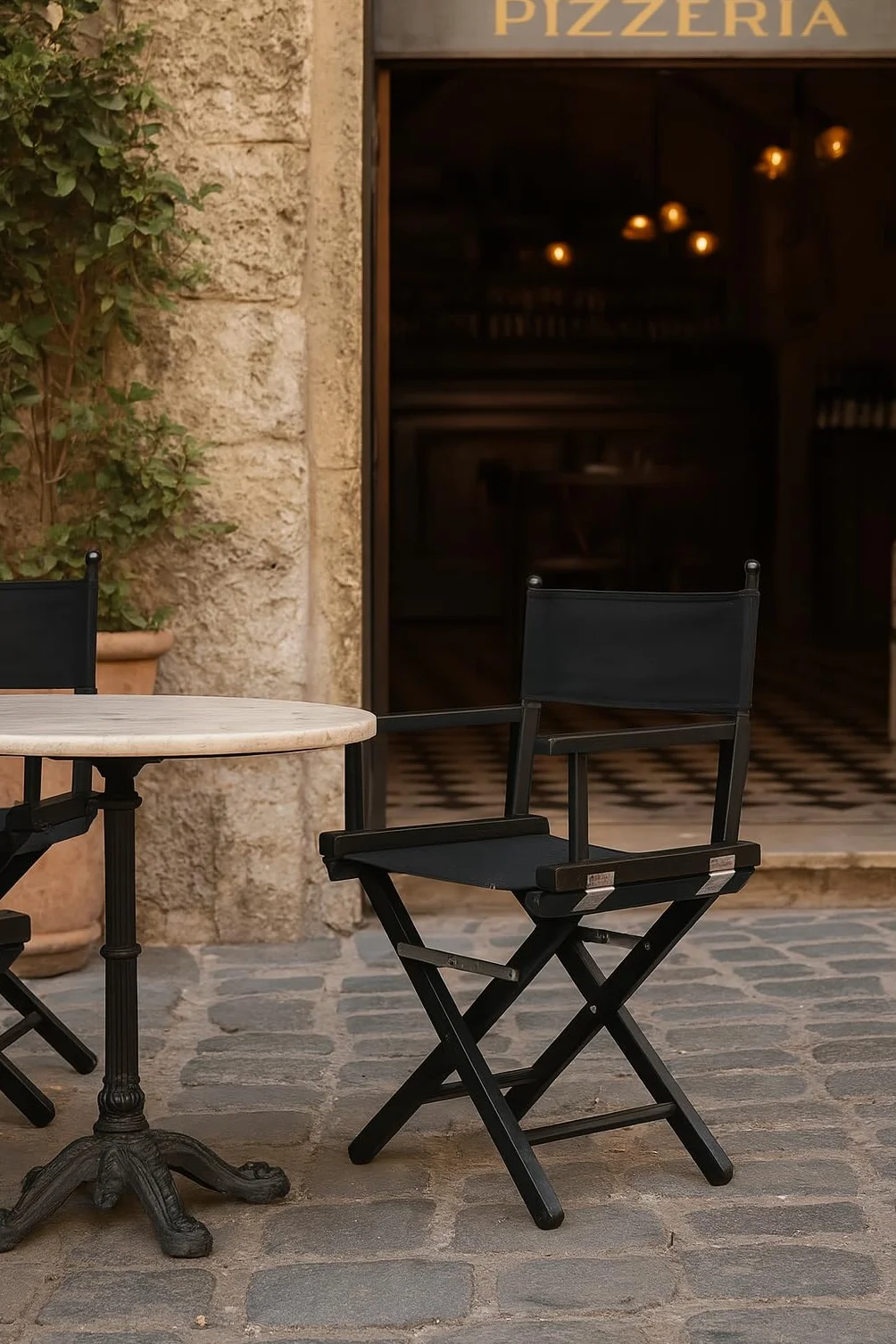 ZStyle Silla de director plegable de madera, 90 cm de altura, 54 cm de ancho, 48 cm de profundidad, color negro (palo caoba - tela azul)