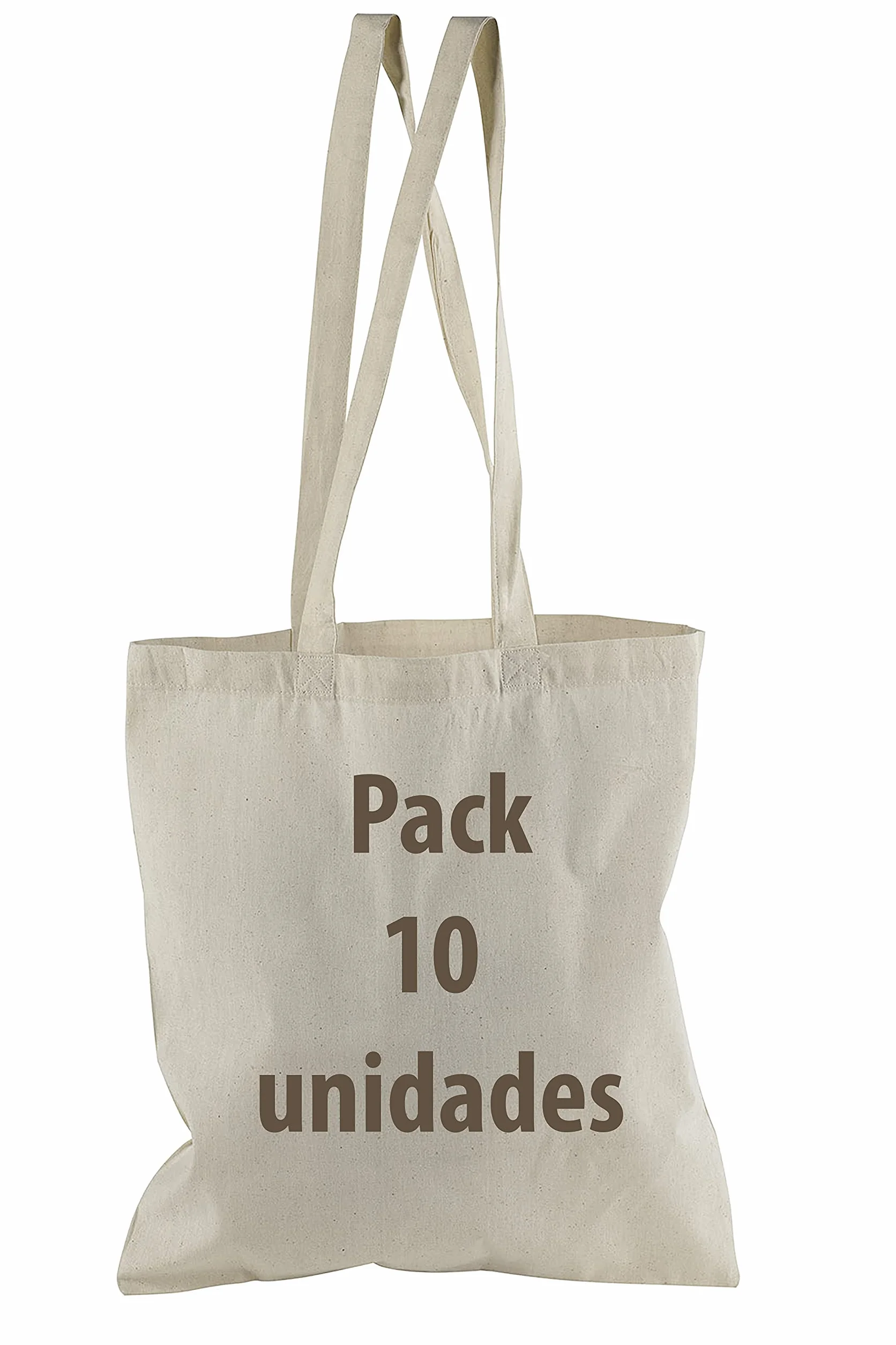 Bolsa algodón natural 41 x 37 cm con asas largas