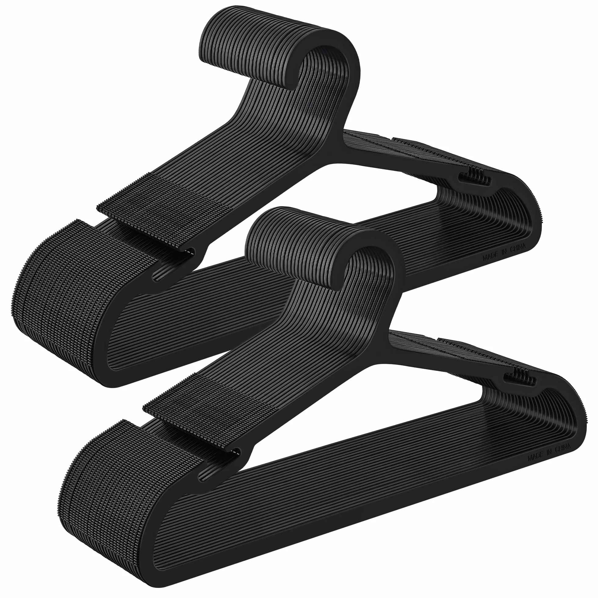 SONGMICS Perchas de Plástico con Muescas de Hombro Anchas, 41,7 cm, Juego de 50, Negro Tinta
