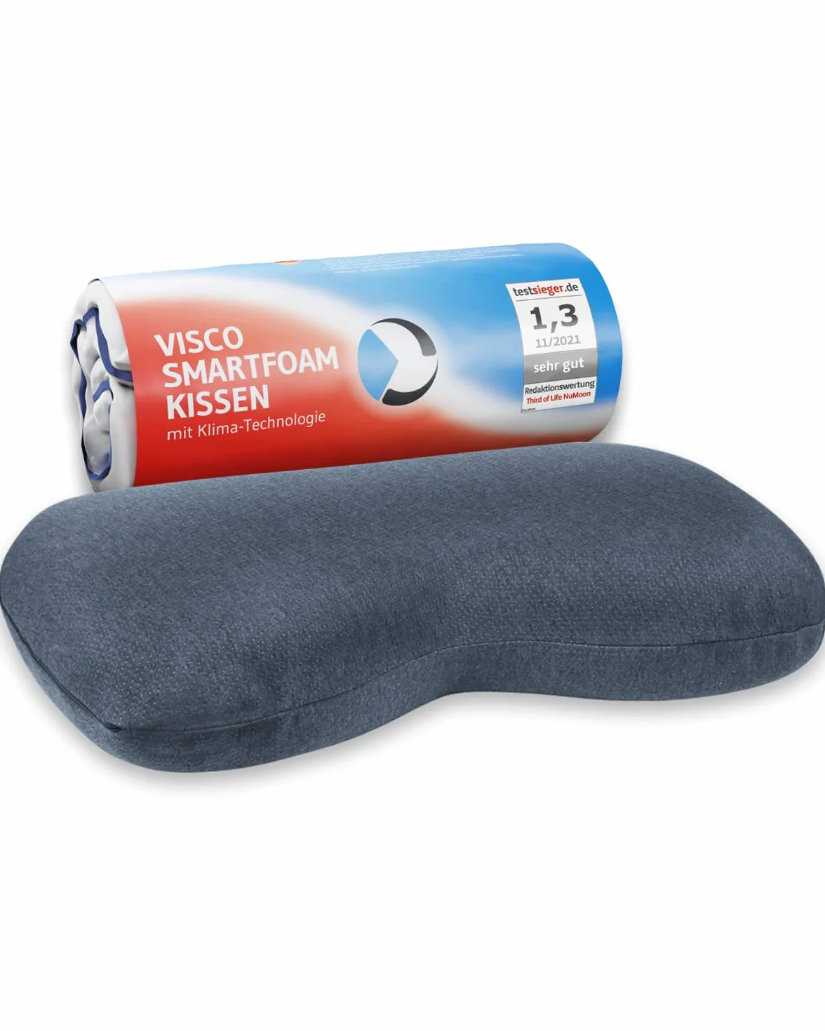 Almohada cervical NuMOON QuickDry de espuma viscoelástica, funda climática de secado rápido, almohada para dormir de lado y boca arriba, almohada ergonómica con hueco para la cabeza, 55 x 40 x 12 cm