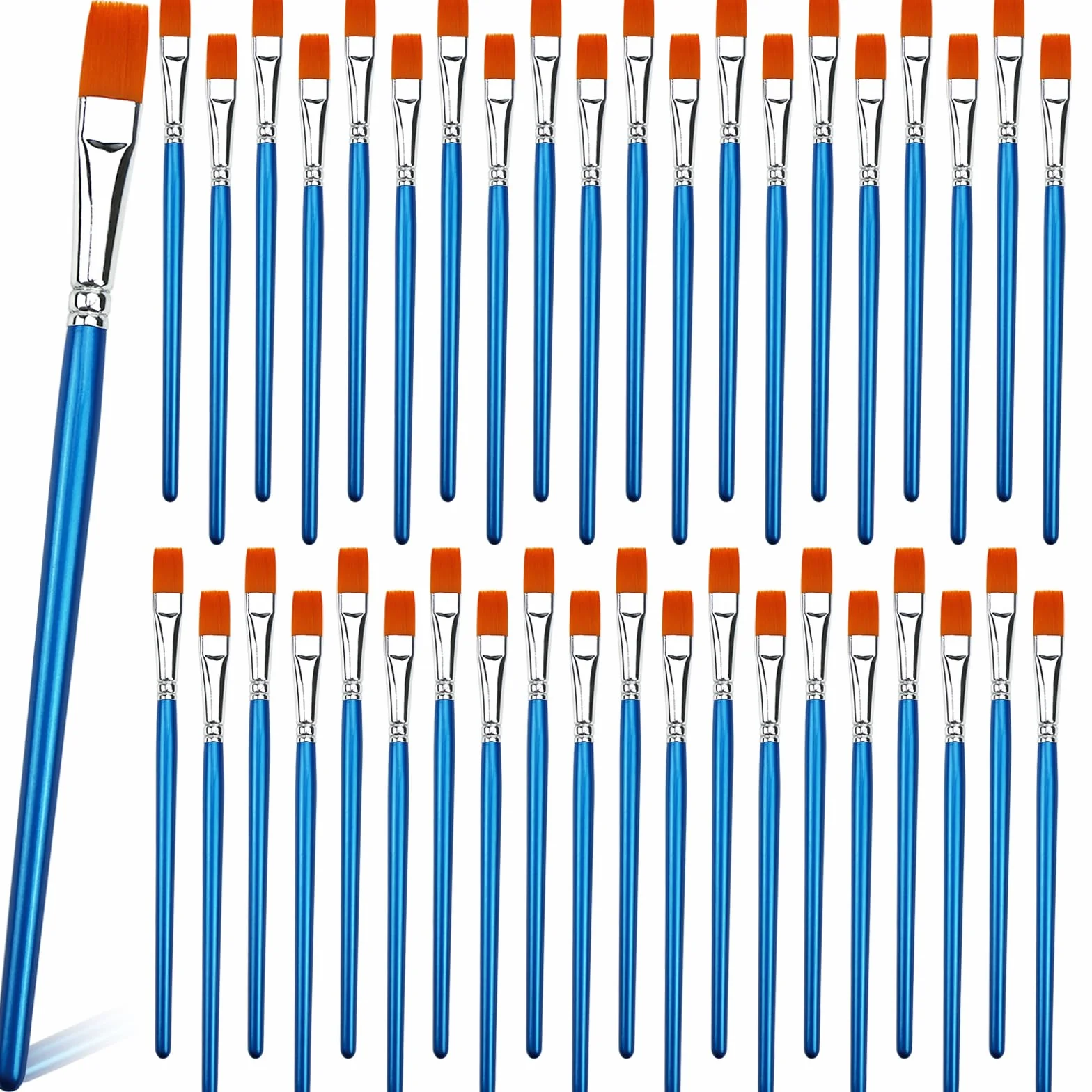 GACDR Pinceles planos de 1,27 cm para pintura acrílica, paquete de 40 pinceles pequeños a granel con mango de madera para acrílico, acuarela, óleo, manualidades, arte facial y corporal