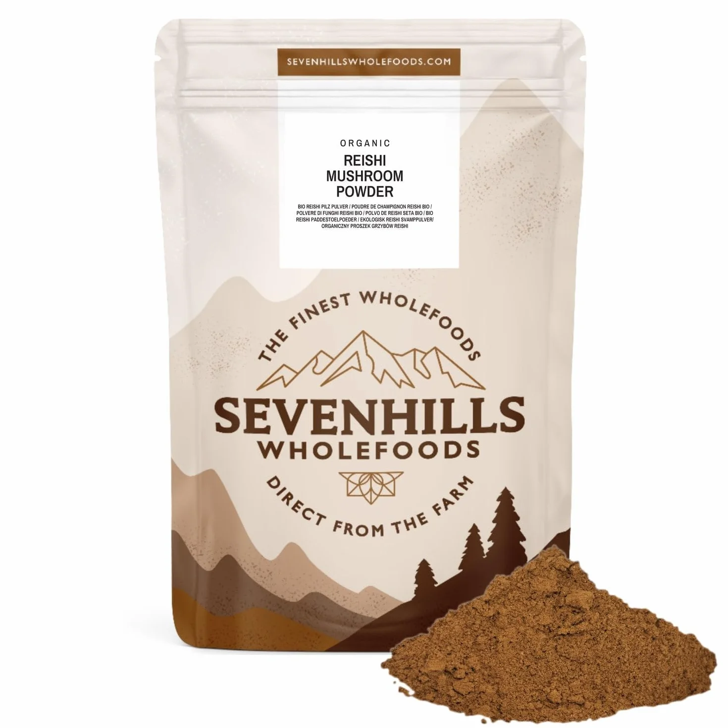 Sevenhills Wholefoods Hongo Reishi Bio en Polvo 100g Cuerpo Fructuoso Ganoderma Lucidum Vegano